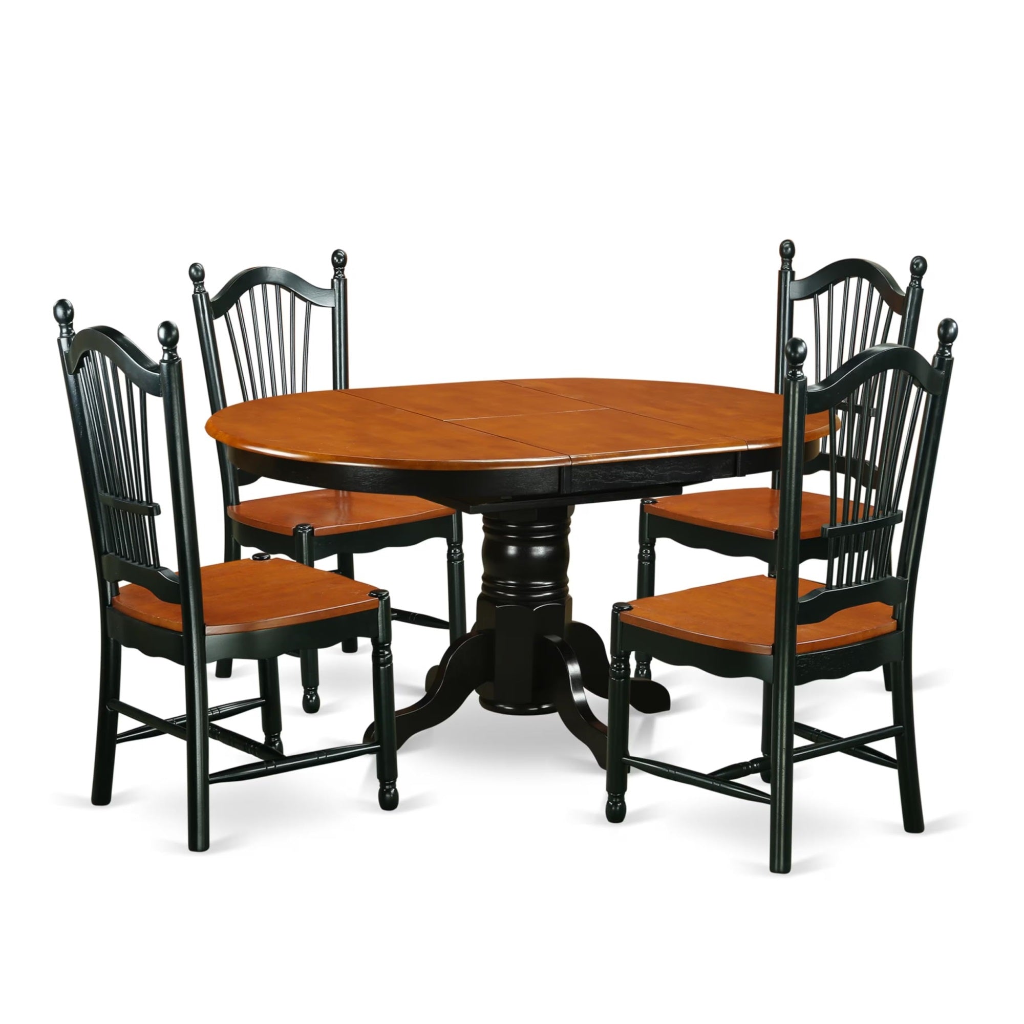 Casafoyer Kedo5-Bch-W 5 Piece Dining Room Furniture Set Includes An Oval Kitchen Table With  Leaf And 4 Dining Chairs, 42X60 Inch, Black & Cherry
