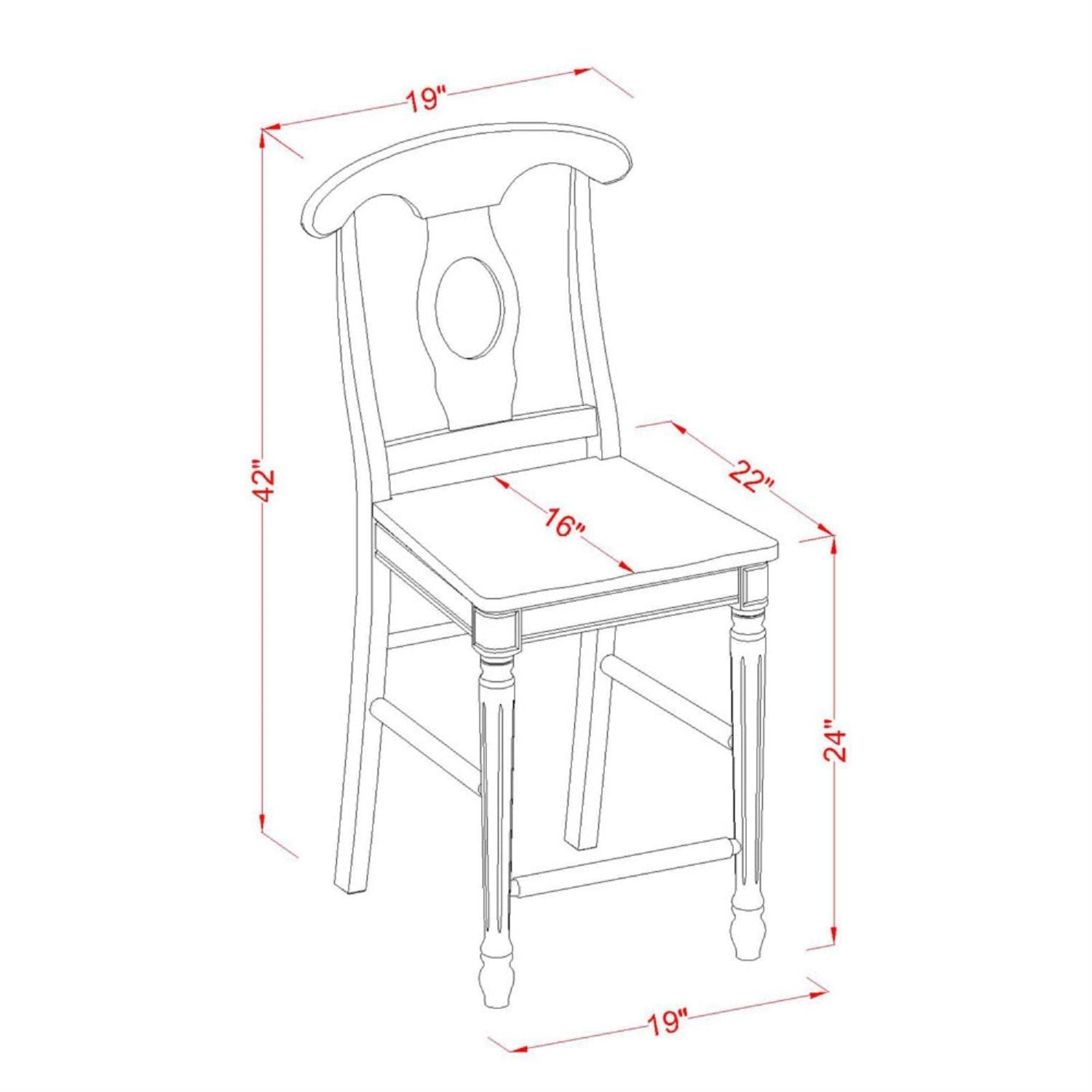 Casafoyer Kes-Blk-W Kenley Counter Height Barstools - Napoleon Back Wood Seat Chairs, Set Of 2, Black & Cherry