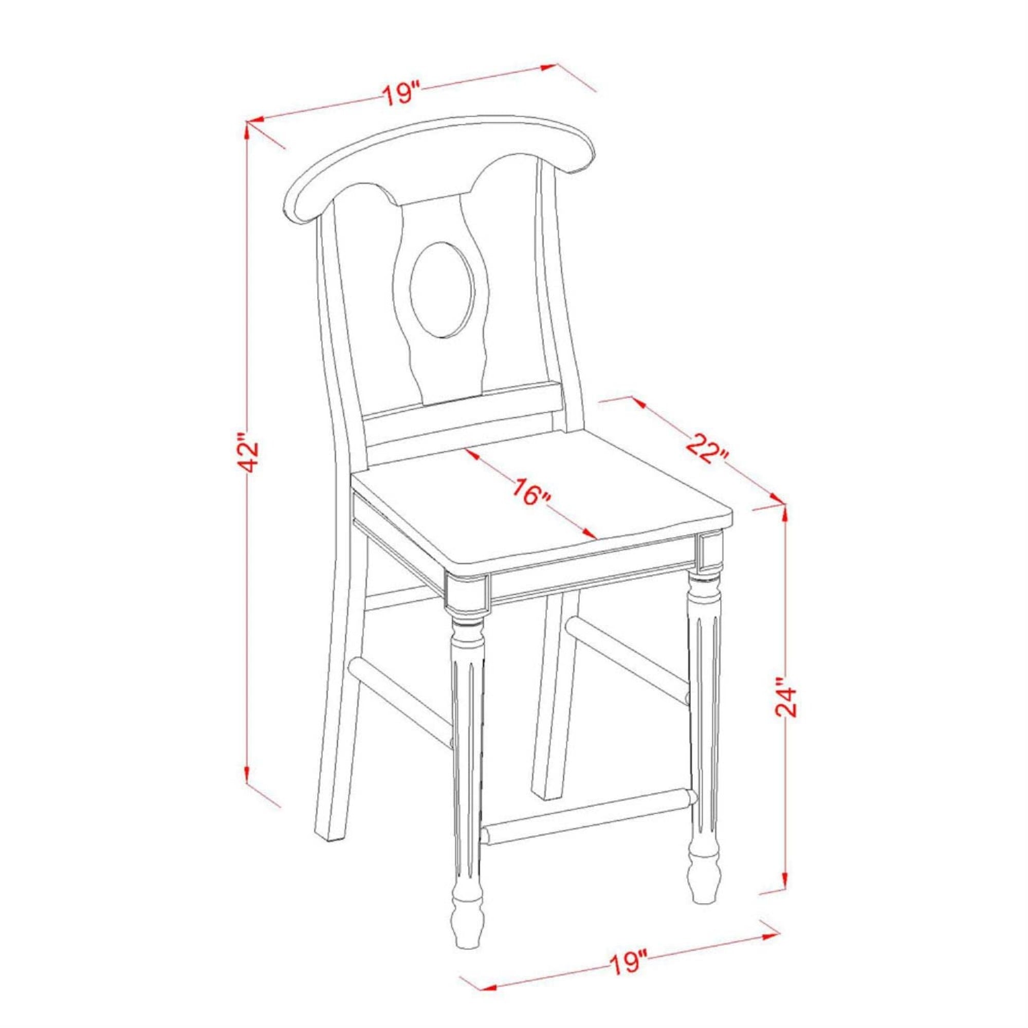East West Furniture Kes-Blk-W Kenley Counter Height Barstools - Napoleon Back Wood Seat Chairs, Set Of 2, Black & Cherry