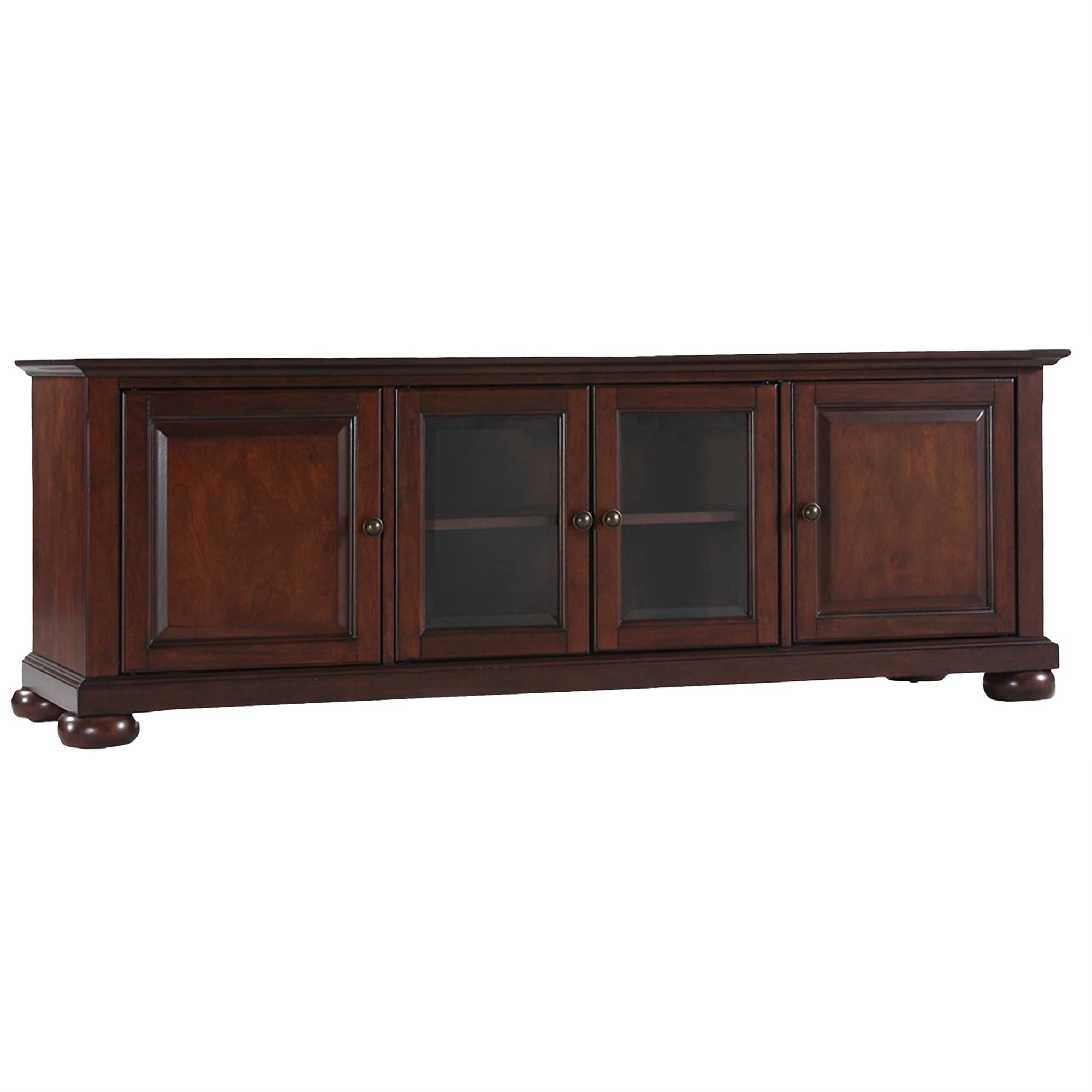 Casafoyer Furniture Alexandria Low Profile Tv Stand For 65+ Inch Tvs, Entertainment Center With Storage Shelves, Vintage Mahogany