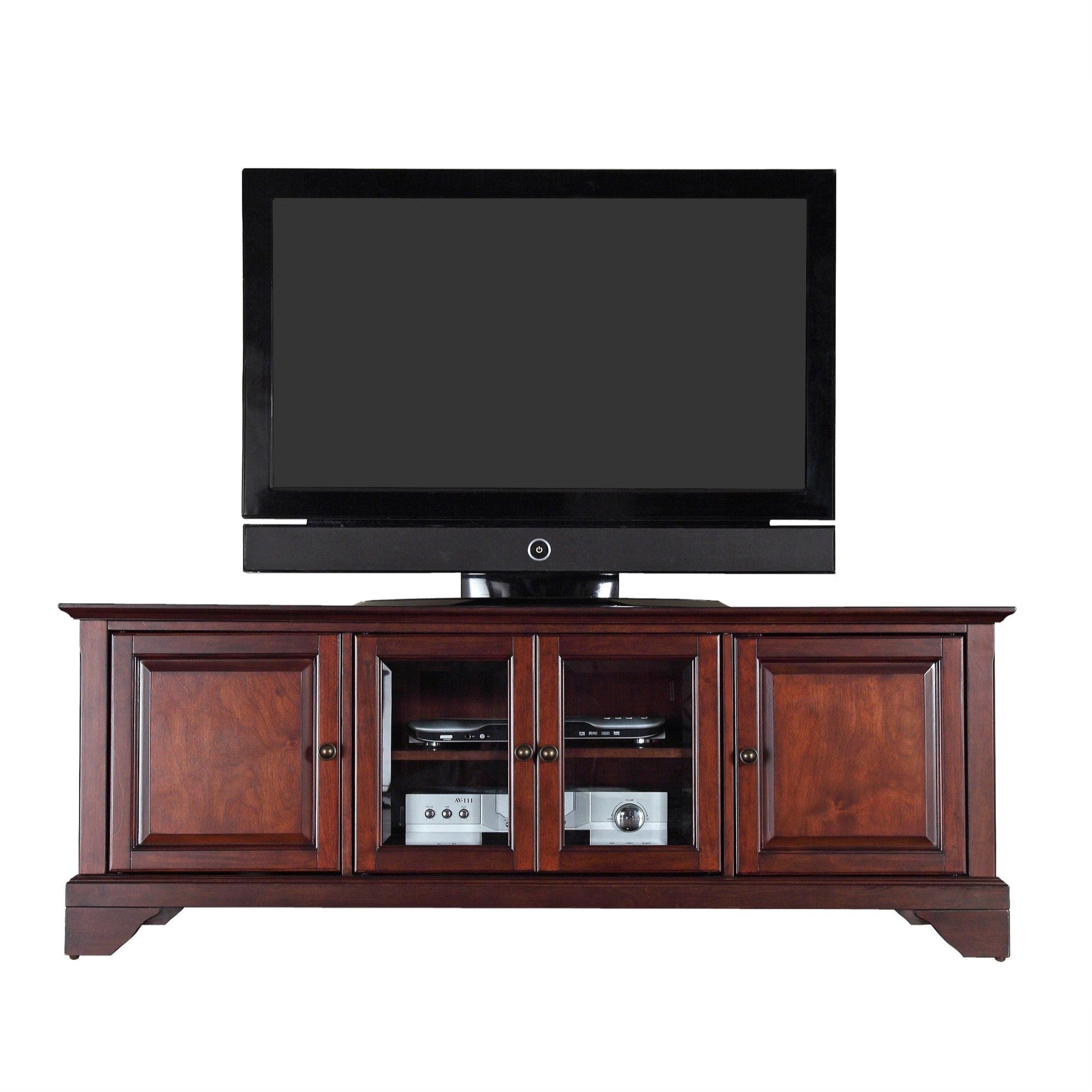 Casafoyer Furniture Lafayette Tv Stand For 65+ Inch Tvs, Entertainment Center With Adjustable Storage Shelves, Vintage Mahogany