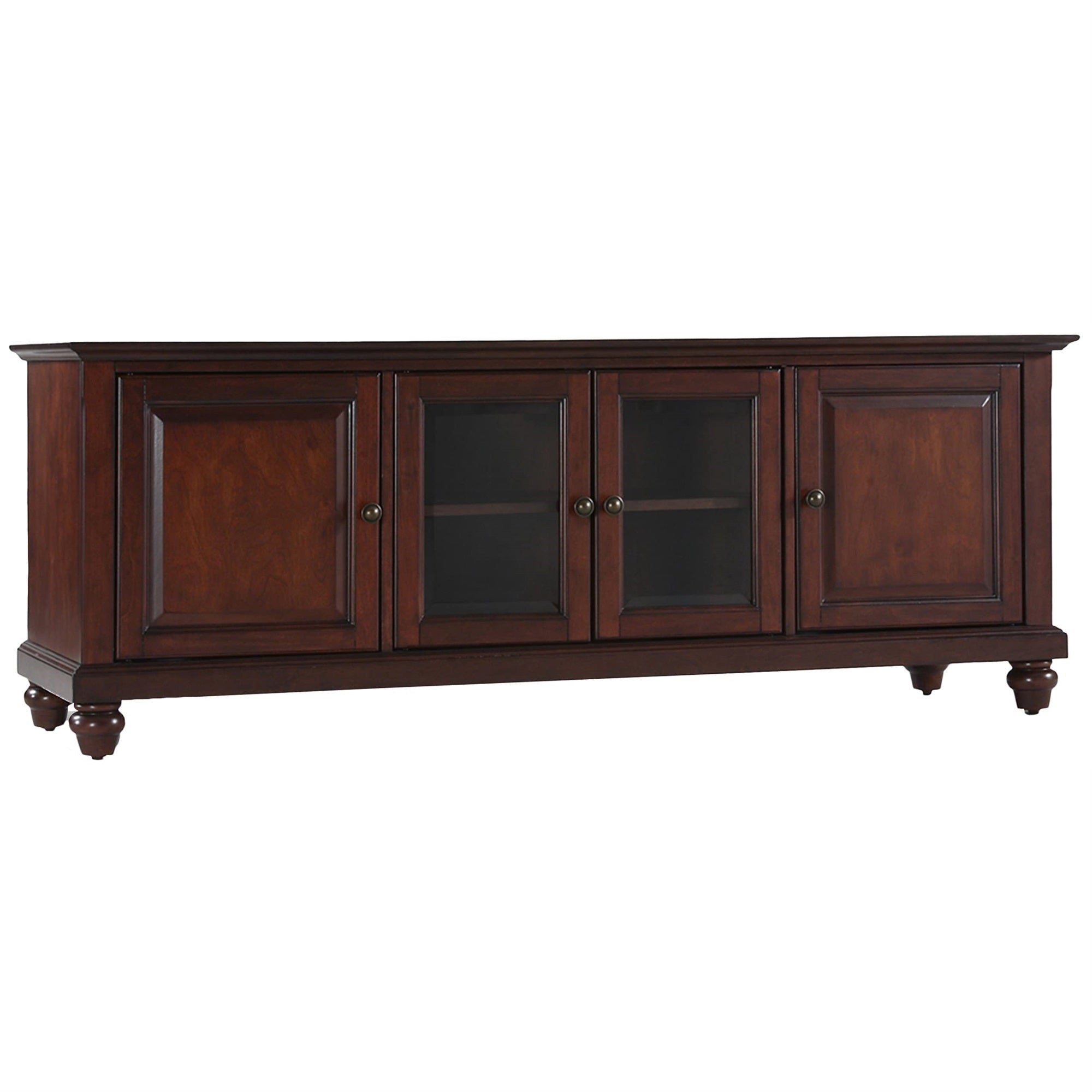 Casafoyer Furniture Cambridge Low Profile Tv Stand For 65+ Inch Tvs, Entertainment Center With Storage Shelves, Vintage Mahogany