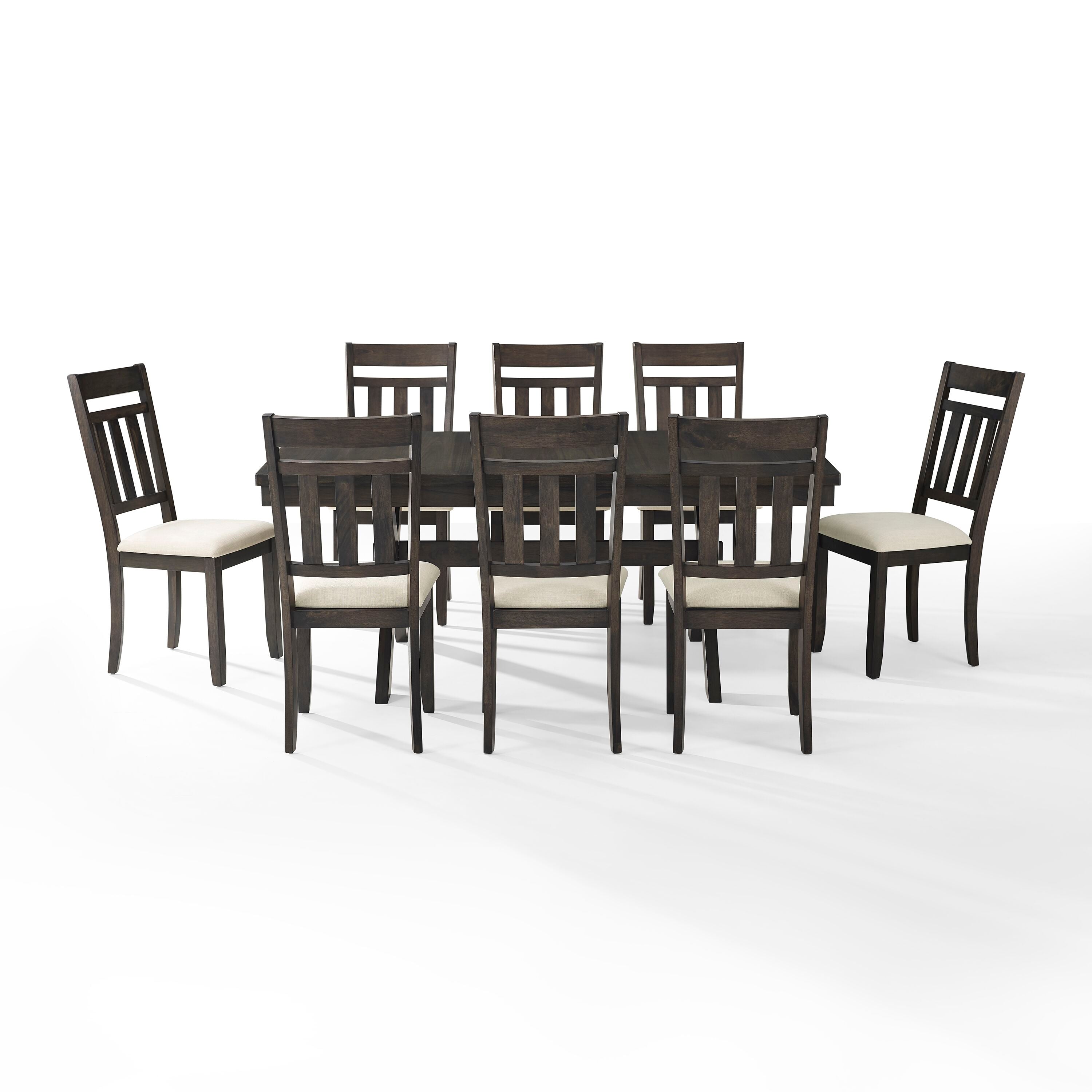 Hayden 9Pc Dining Set | Rustic Farmhouse Style | Table With 18' Extension Leaf | Seats 4-8 | X-Shaped Legs | Slat Back Chairs