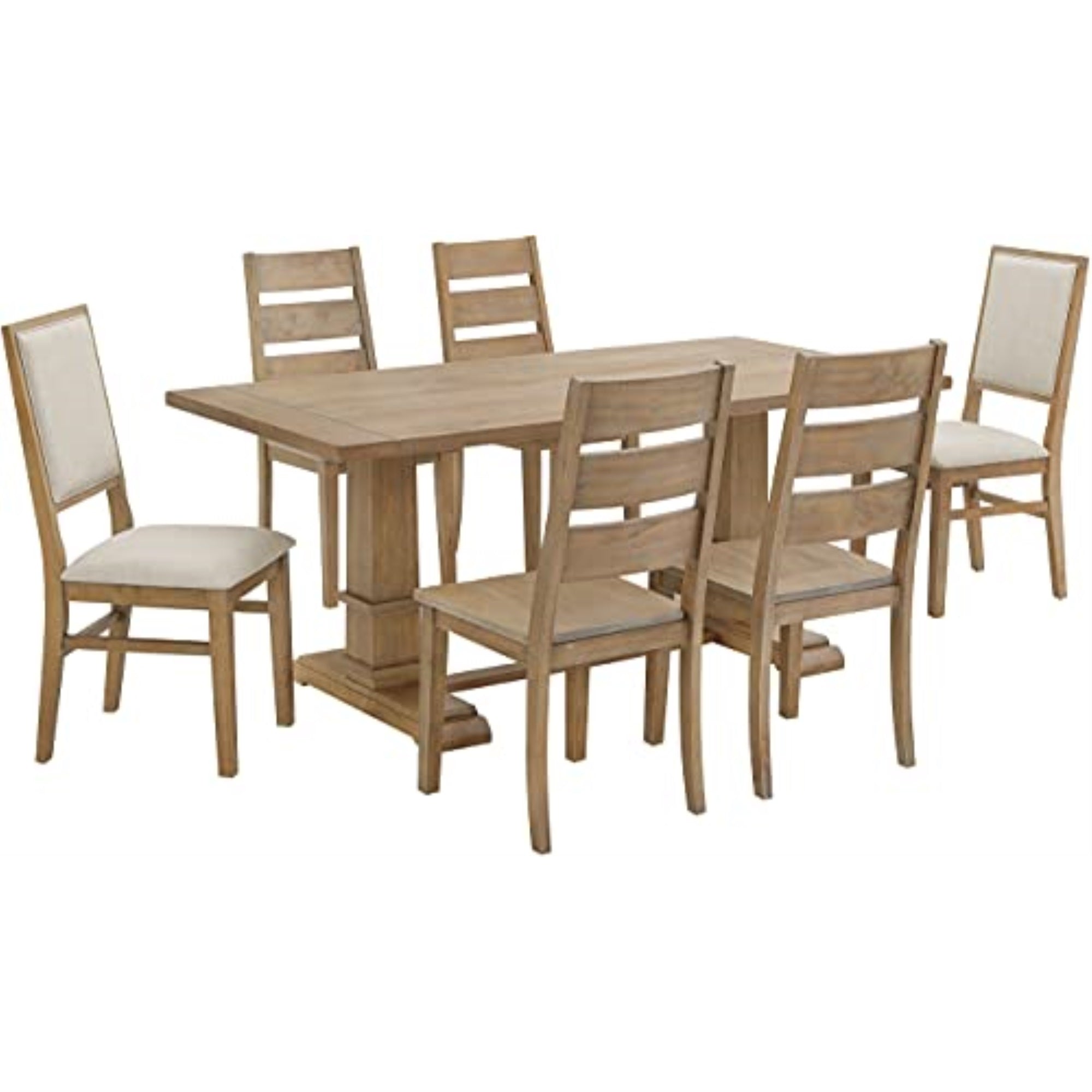 Joanna 7Pc Dining Set - Table, 4 Ladder Back Chairs, & 2 Upholstered Back Chairs
