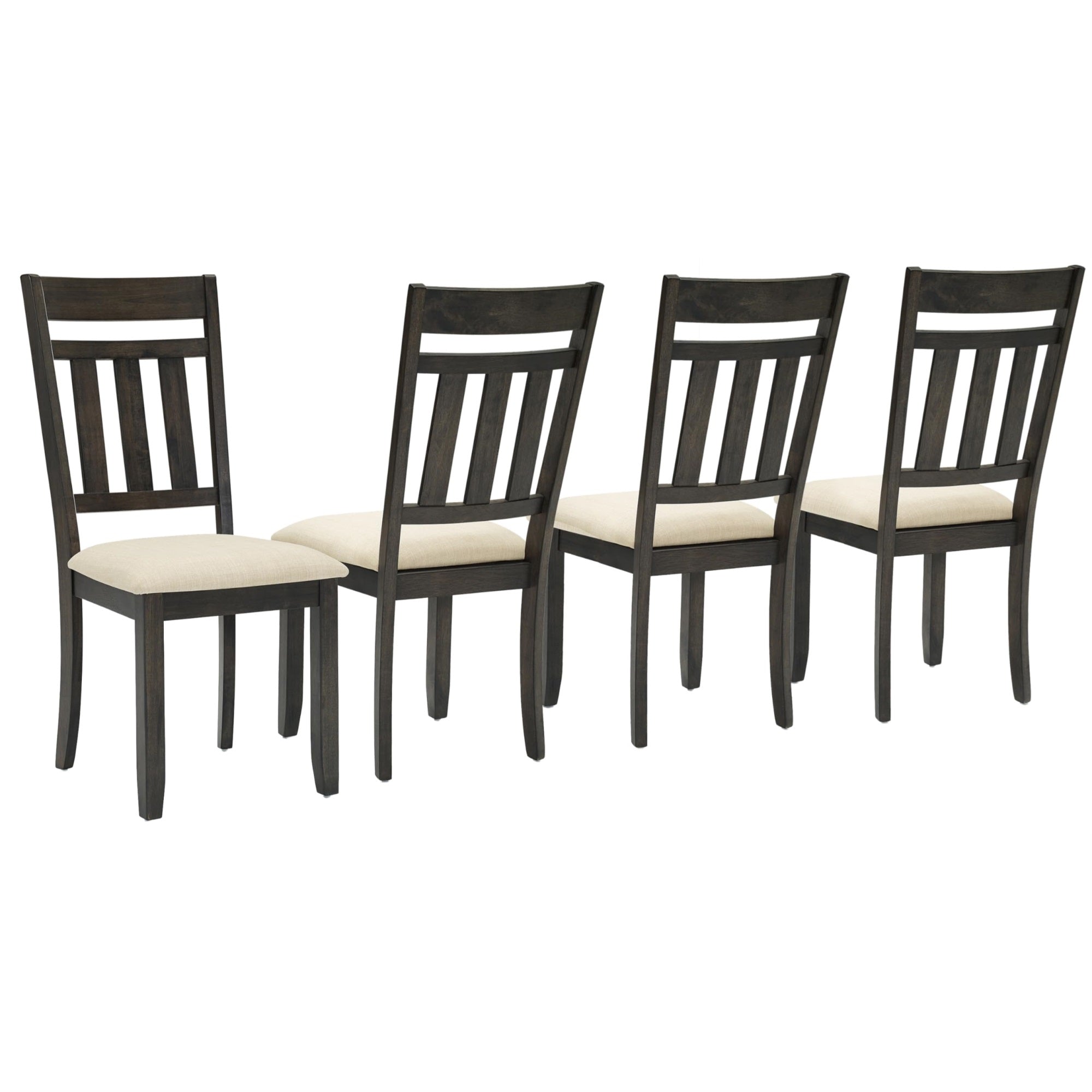 Casafoyer Furniture Hayden Modern Farmhouse Slat Back Wood Dining Chairs Set Of 4, Kitchen Chair, Slate/Crme