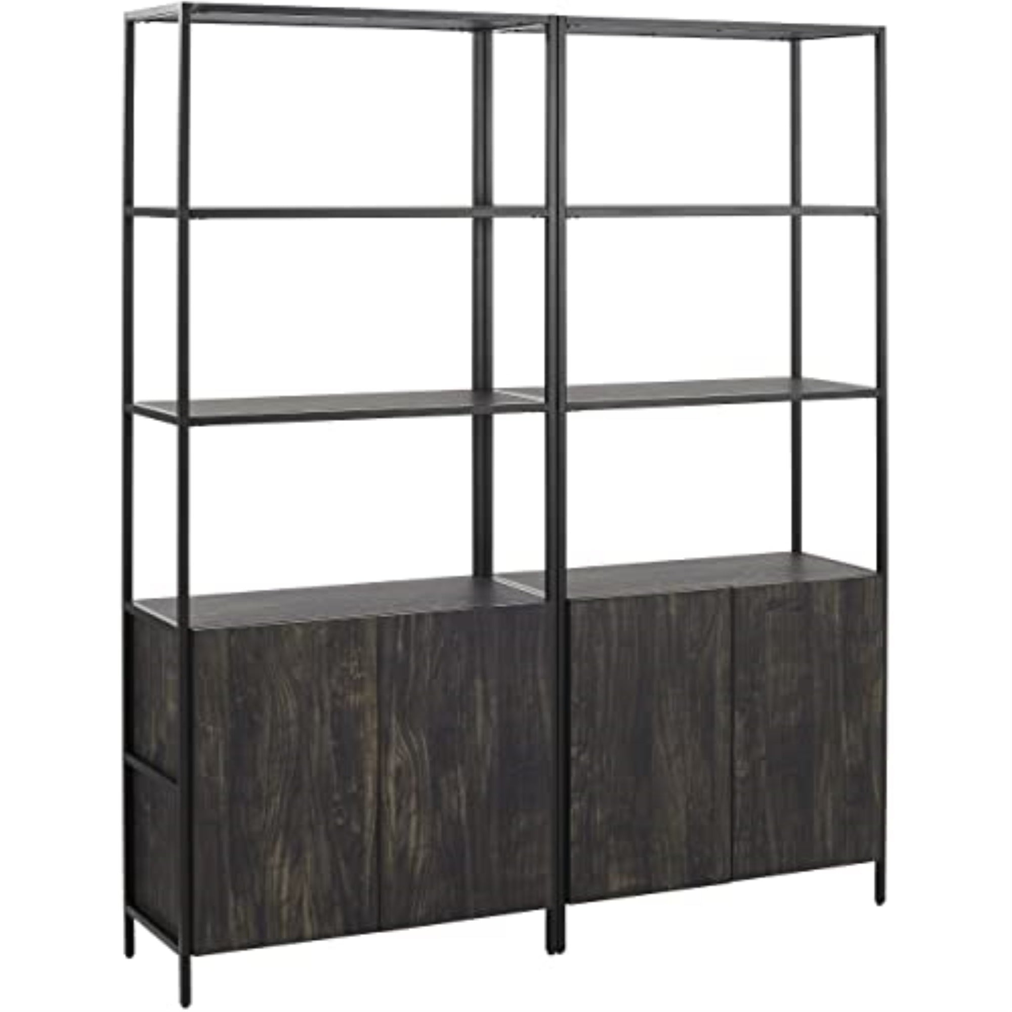 Casafoyer Furniture Jacobsen 2-Piece Bookshelf Set, Bookcase Storage With Shelves, Brown Ash