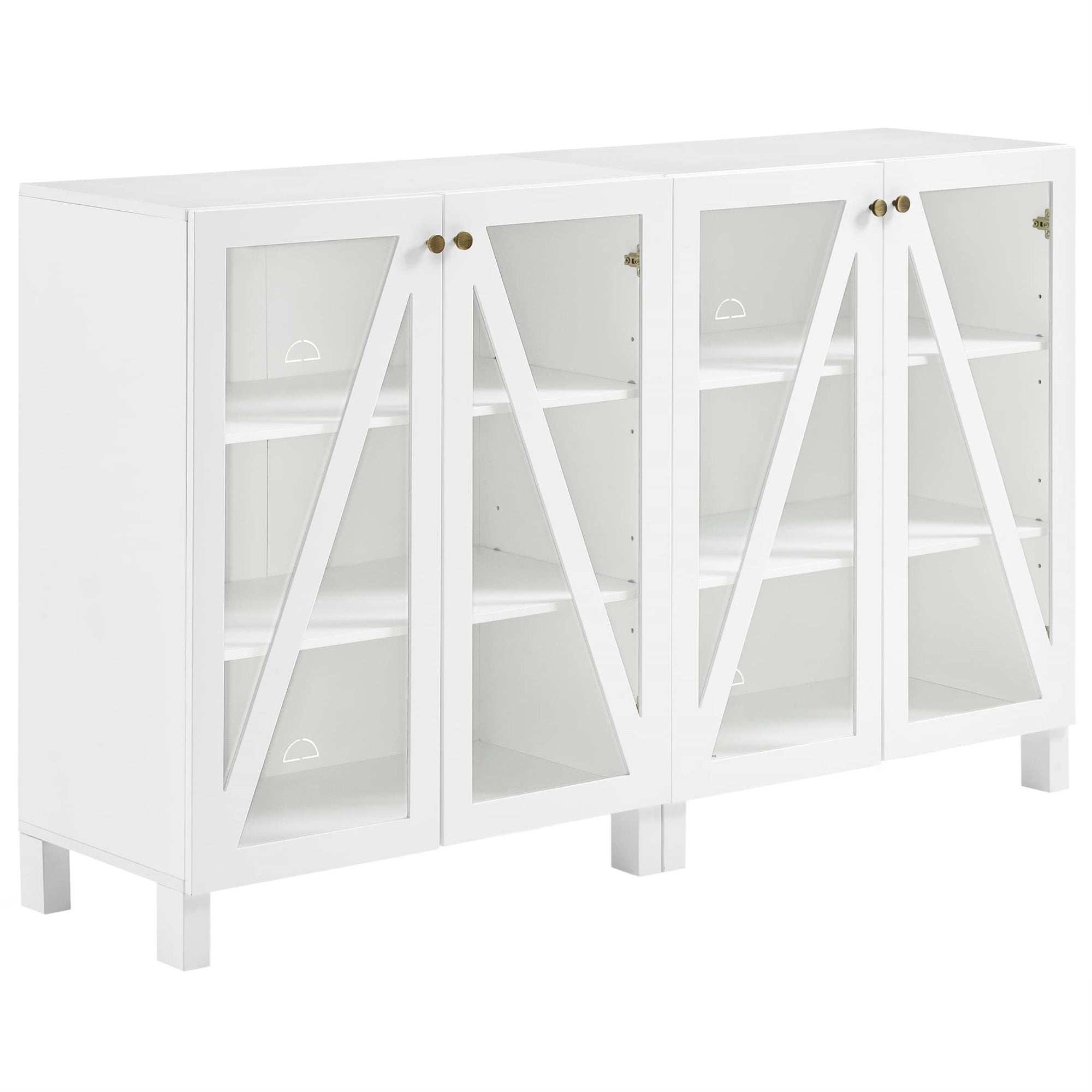Casafoyer Furniture Cassai 2-Piece Entertainment Center Tv Stand, Media Console, Vinyl Record Storage, White