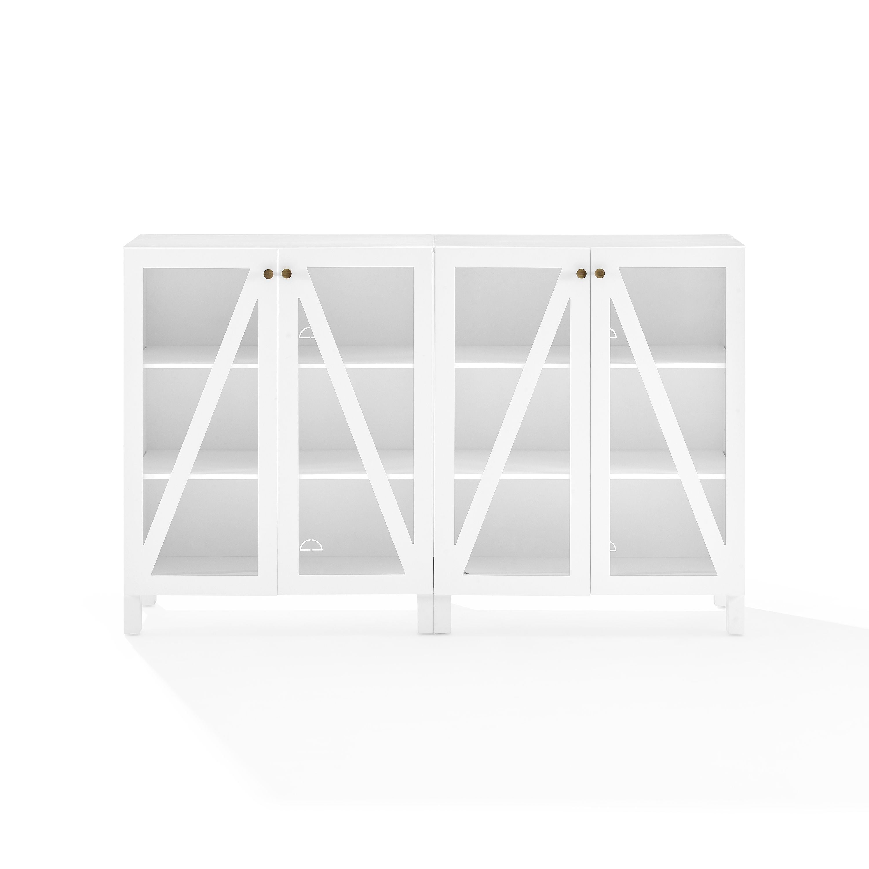 Cassai 2Pc Media Storage Cabinet Set - Adjustable Shelves, Cable Management, Glass Doors - Enhance Room Aesthetics, Organize Home Entertainment