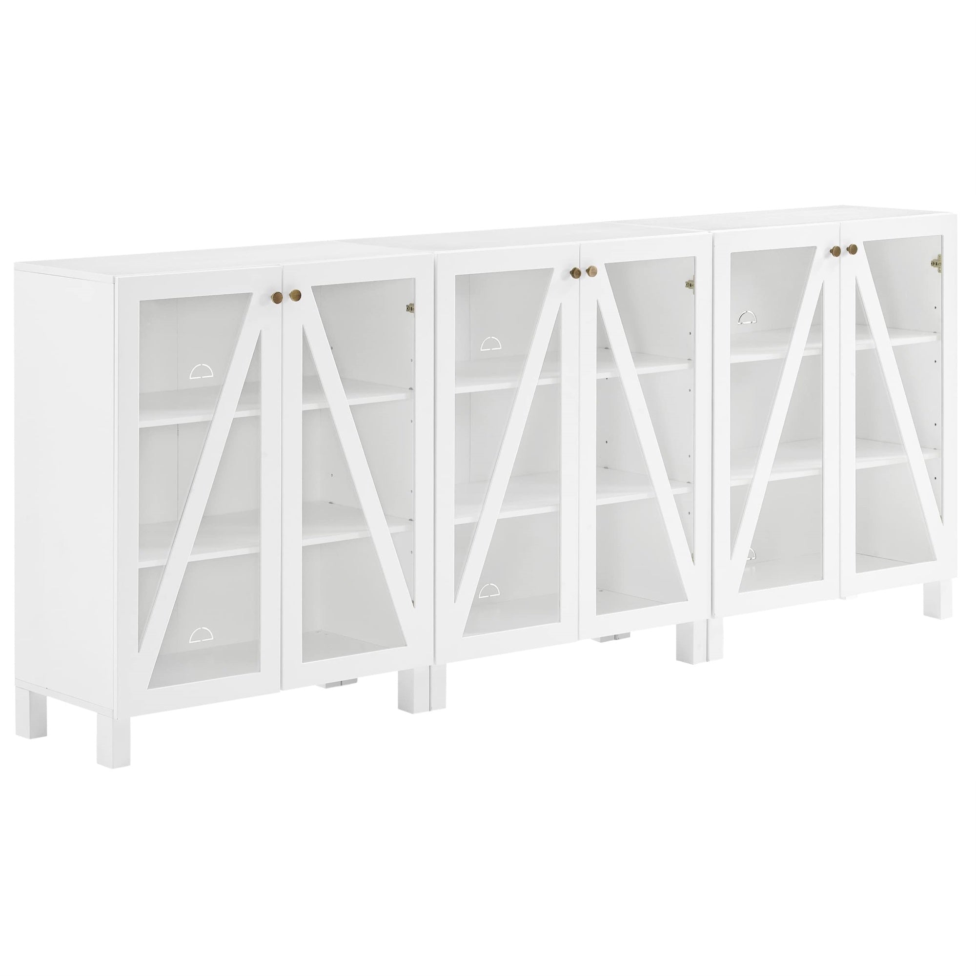 Casafoyer Furniture Cassai 3-Piece Entertainment Center Tv Stand, Media Console, Vinyl Record Storage, White