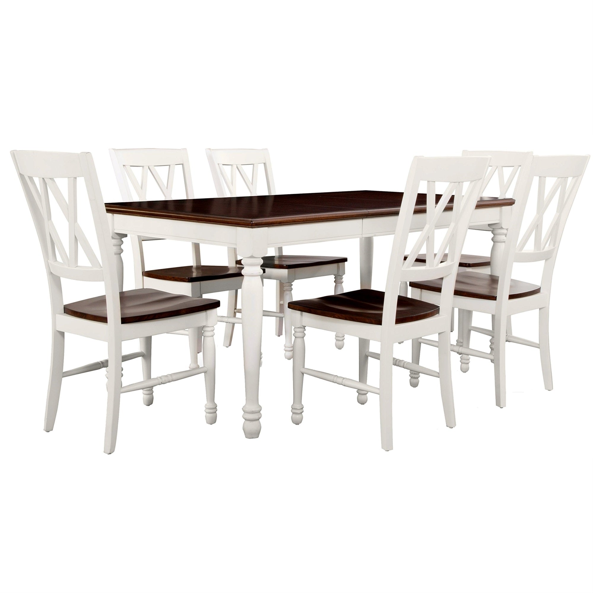 Casafoyer Furniture Shelby 7-Piece Traditional Dining Table Set For 6, Dinner Tables With Kitchen Chairs, Distressed White