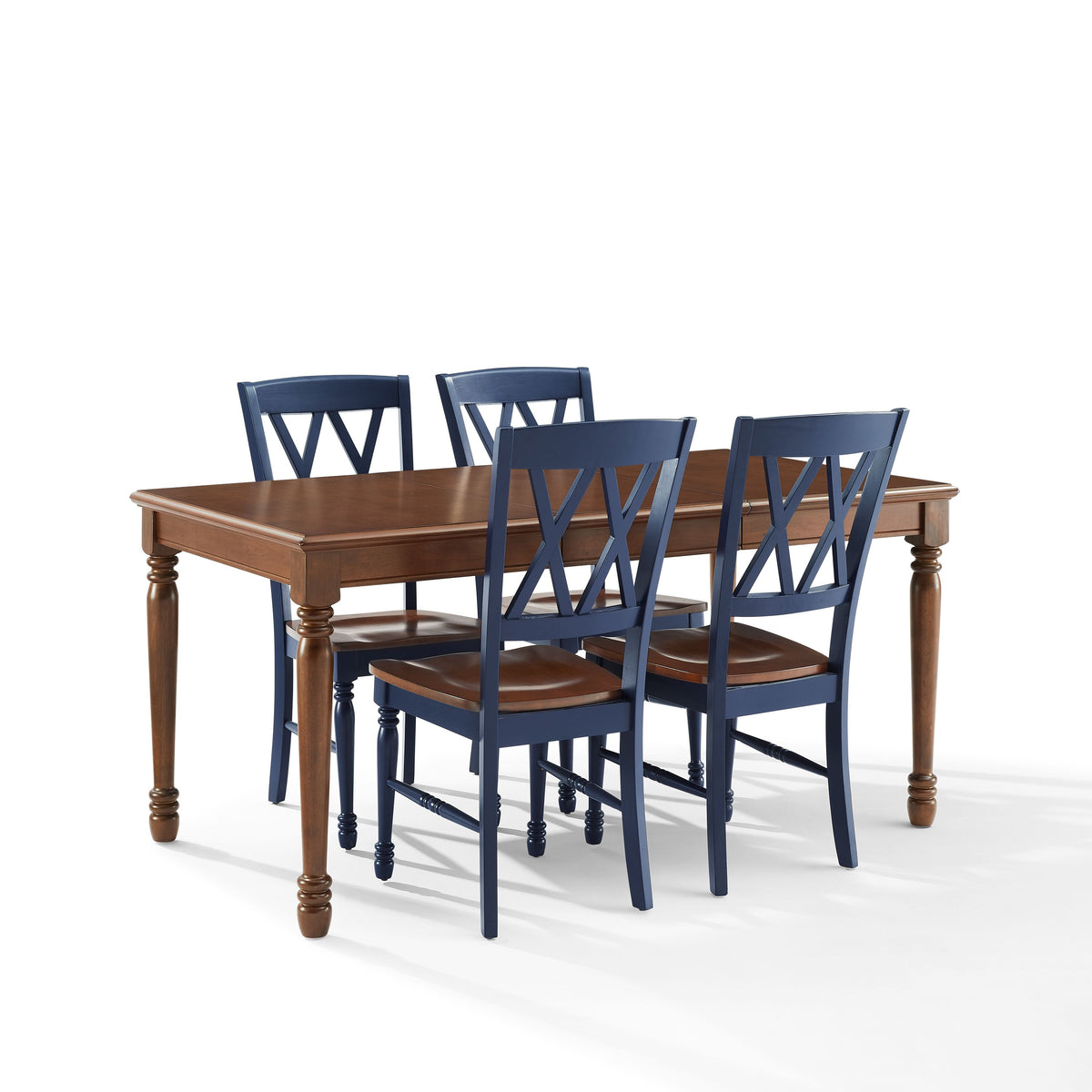 Shelby 5-Piece Dining Table Set For 4 Navy/Dark Cherry - Table & 4 Chairs