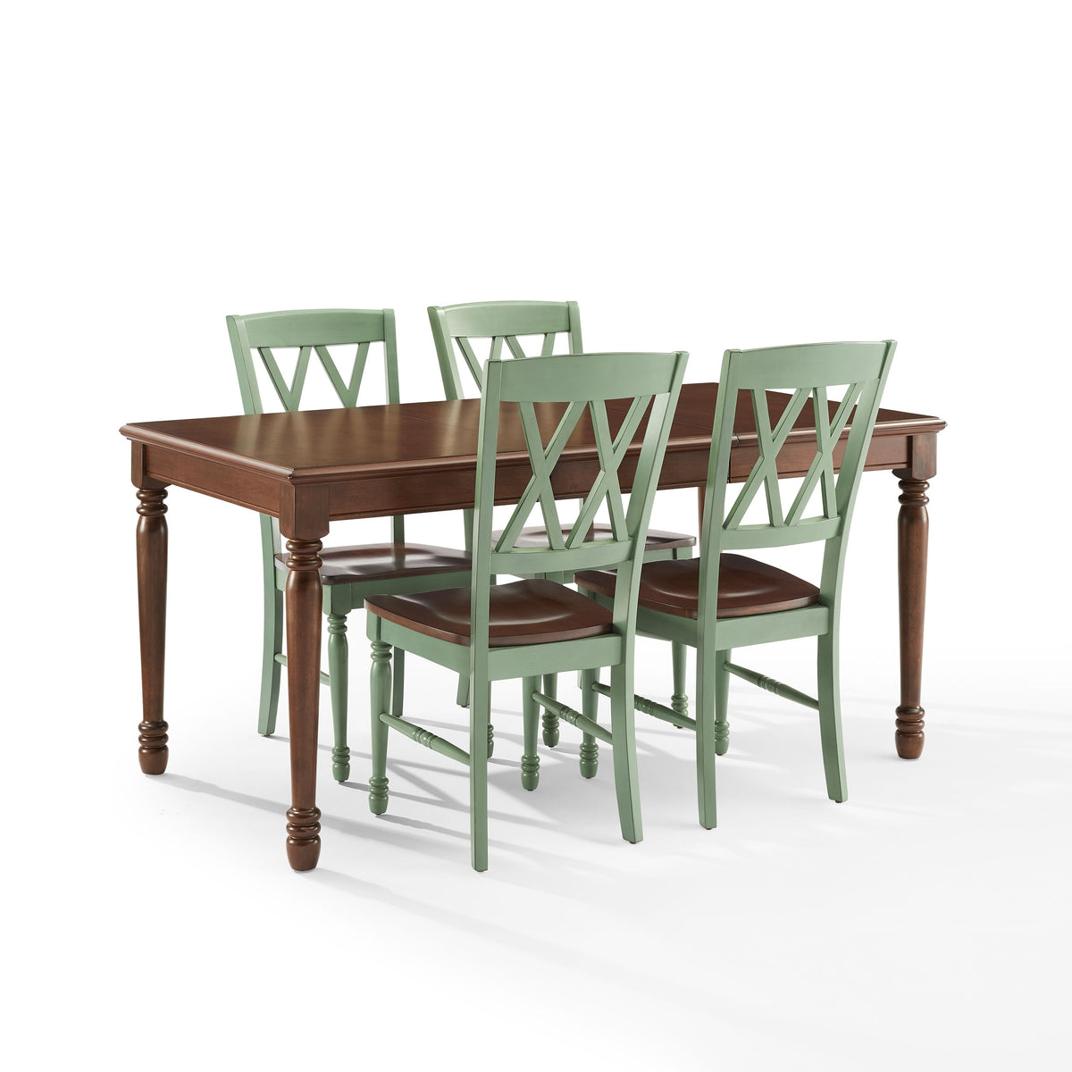 Shelby 5-Piece Dining Table Set For 4 Distressed Teal/Dark Cherry - Table & 4 Chairs