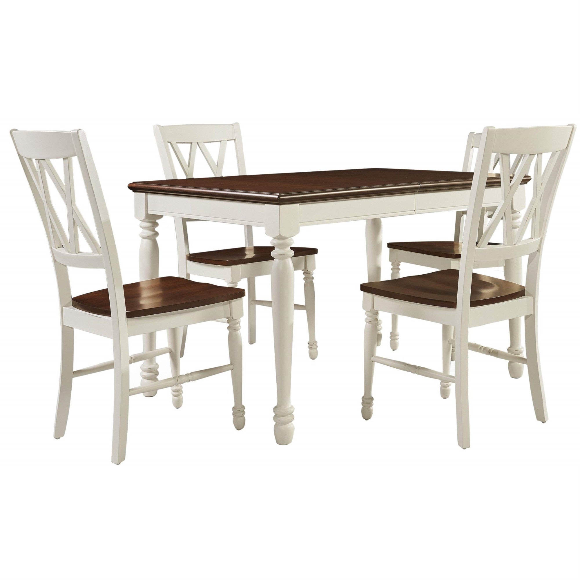 Casafoyer Furniture Shelby 5-Piece Traditional Dining Table Set For 4, Dinner Tables With Kitchen Chairs, Distressed White