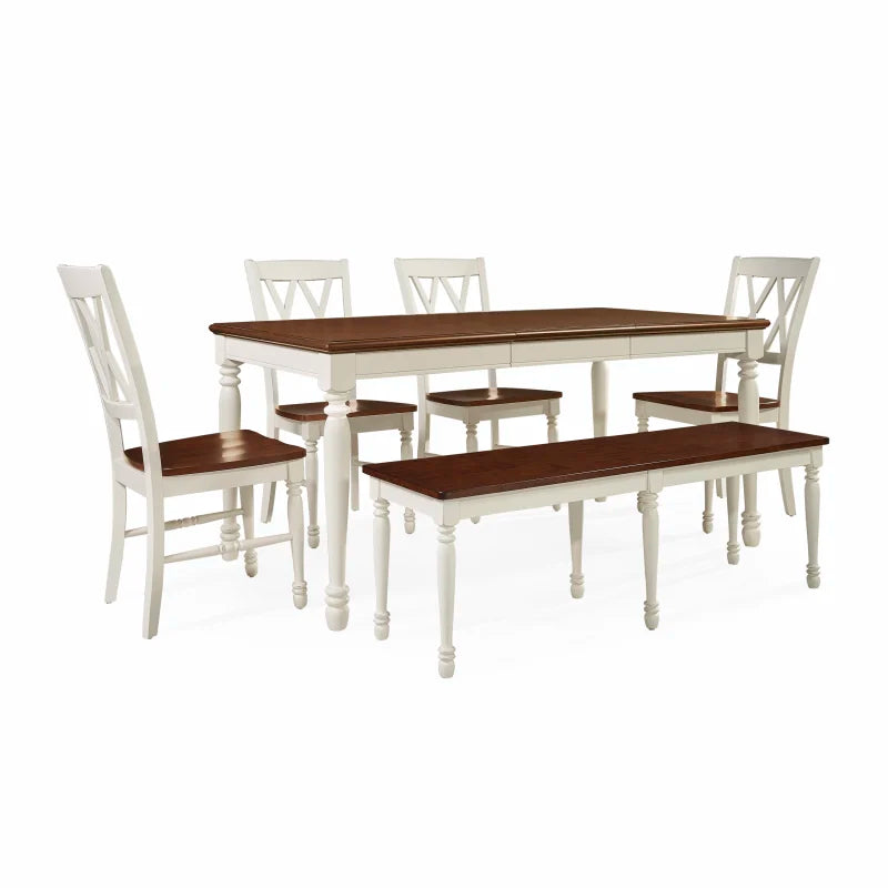 Shelby 6Pc Dining Set - Expandable Table, Bench, & 4 Chairs For A Delightful Dining Experience