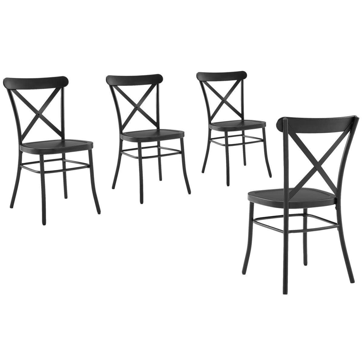 Camille 4-Piece Chair Set - French Industrial Design, Solid Steel, X-Back, Versatile Seating For Everyday Use Or Events