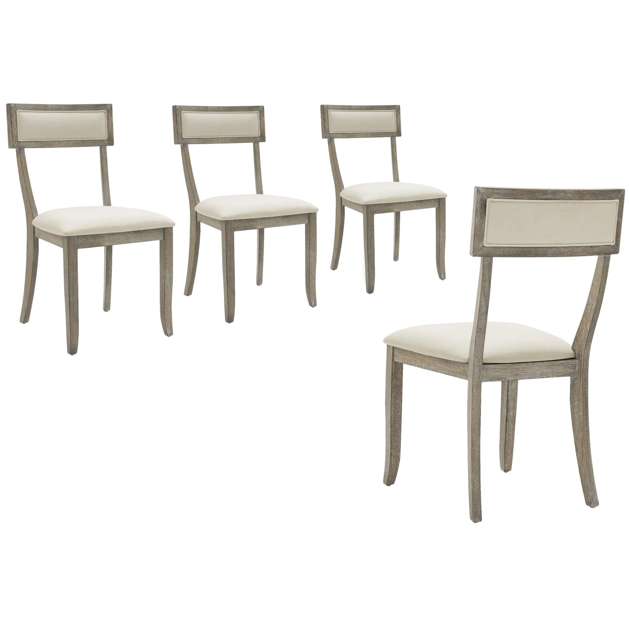 Casafoyer Furniture Alessia Traditional Upholstered Wood Klismos Dining Chairs Set Of 4, Kitchen Chair, Rustic Gray Wash/Crme