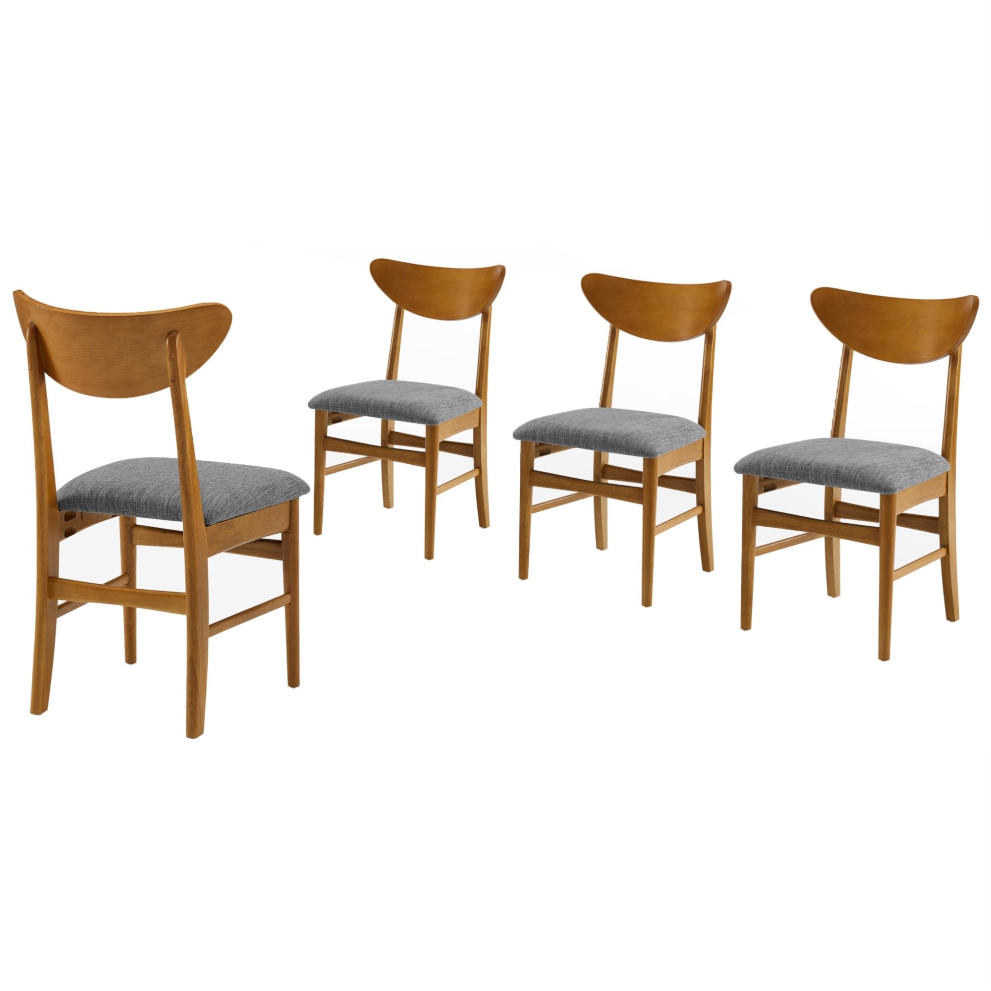 Casafoyer Furniture Landon Mid Century Modern Wood Dining Chairs With Upholstered Seat Set Of 4, Kitchen Chair, Acorn