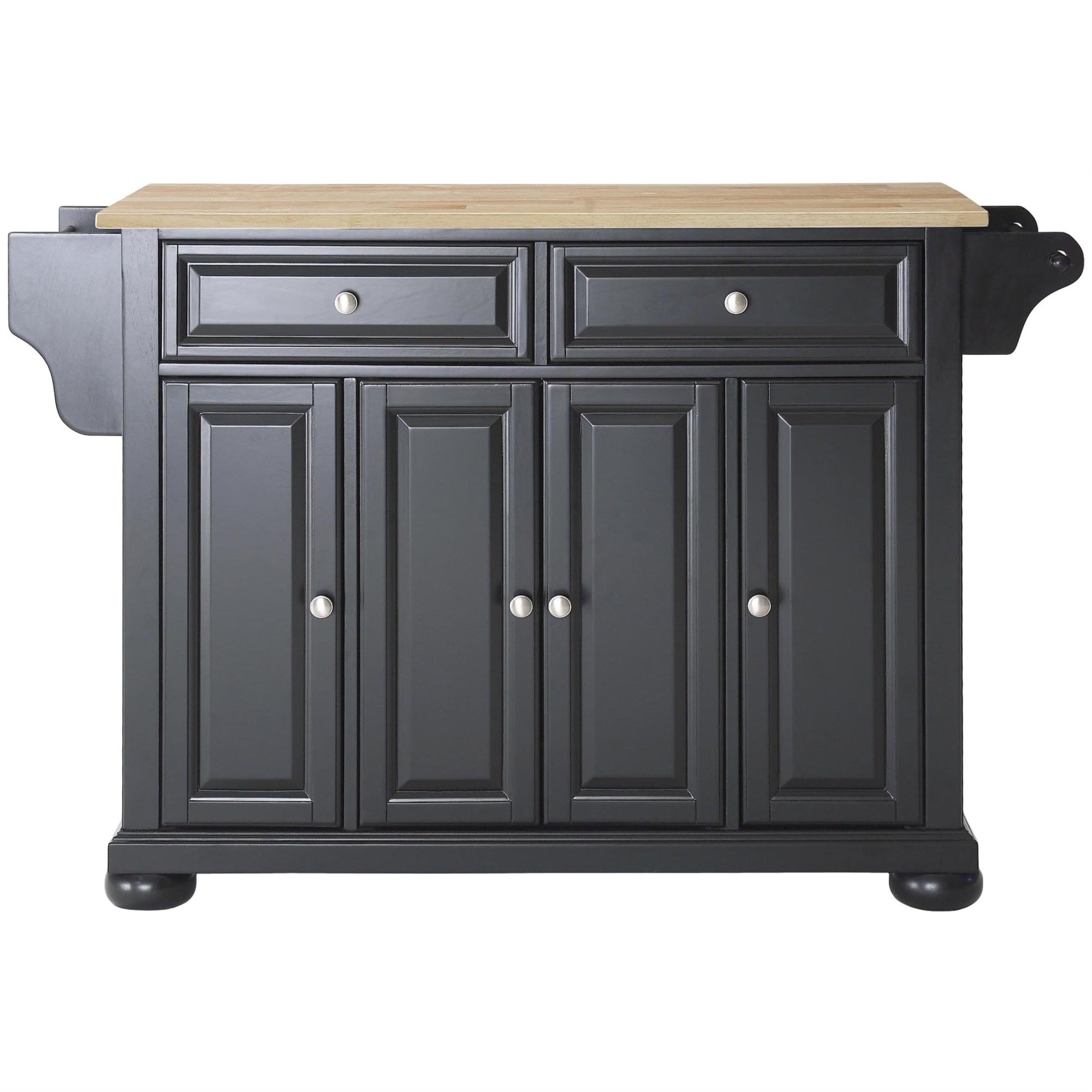 Casafoyer Furniture Alexandria Wood Top Rolling Kitchen Island Storage Cart, Microwave Stand, Spice Rack, Black