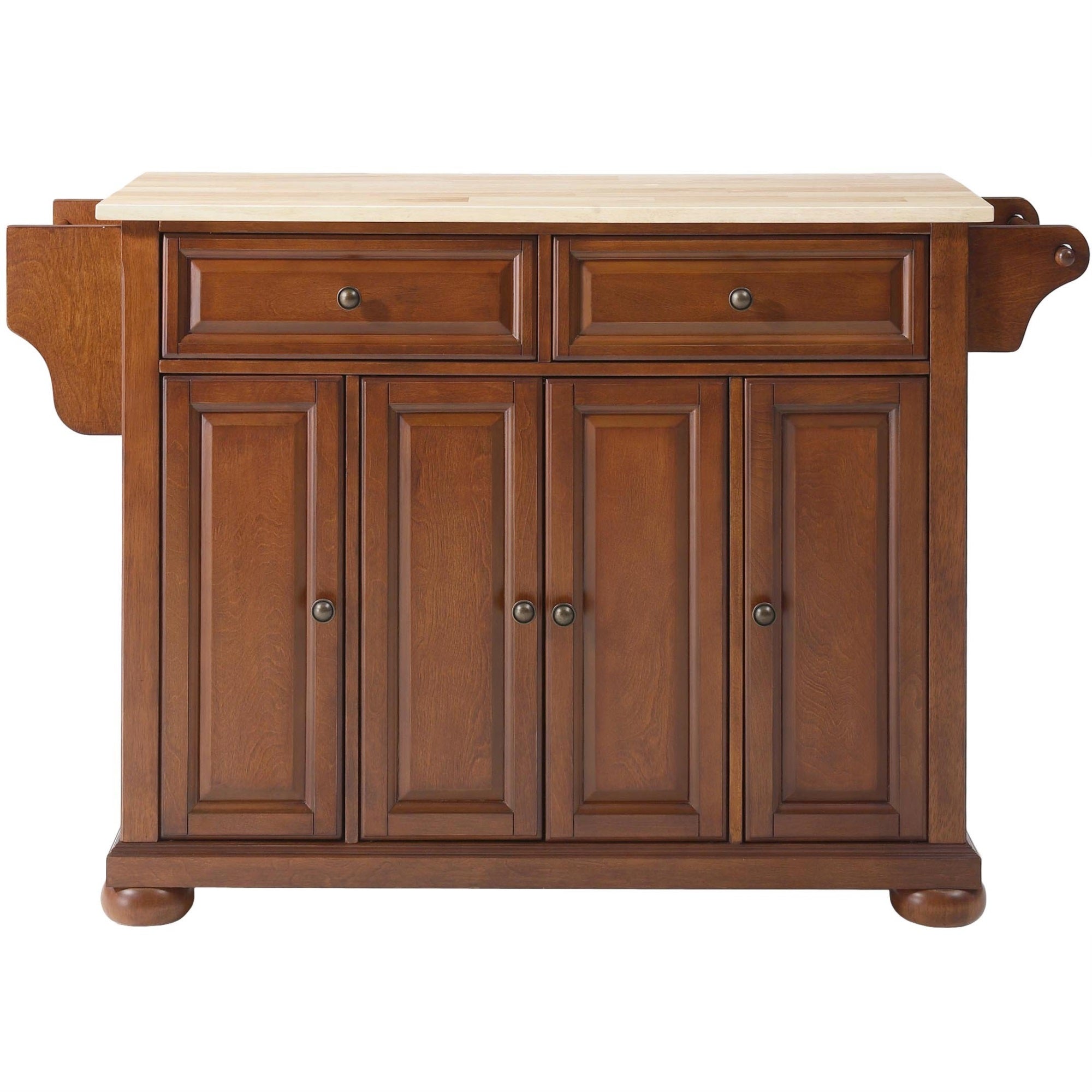 Casafoyer Furniture Alexandria Wood Top Rolling Kitchen Island Storage Cart, Microwave Stand, Spice Rack, Cherry