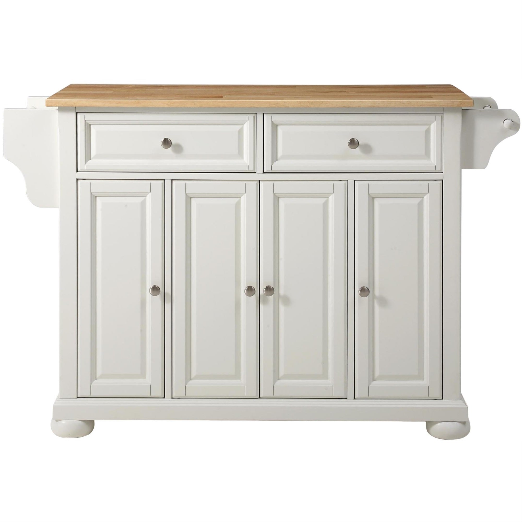 Casafoyer Furniture Alexandria Wood Top Rolling Kitchen Island Storage Cart, Microwave Stand, Spice Rack, White