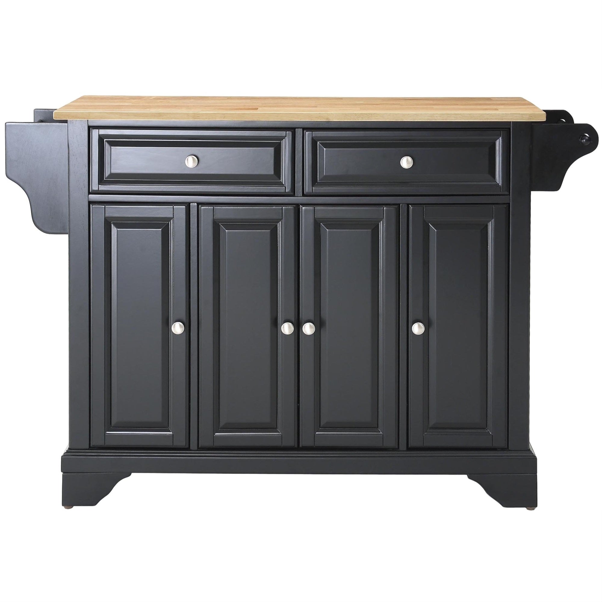 Casafoyer Furniture Lafayette Wood Top Rolling Kitchen Island Storage Cart, Microwave Stand, Spice Rack, Black