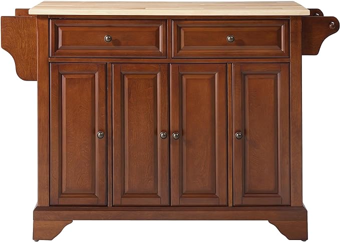 Lafayette Natural Wood Top Kitchen Island In Classic Cherry Finish