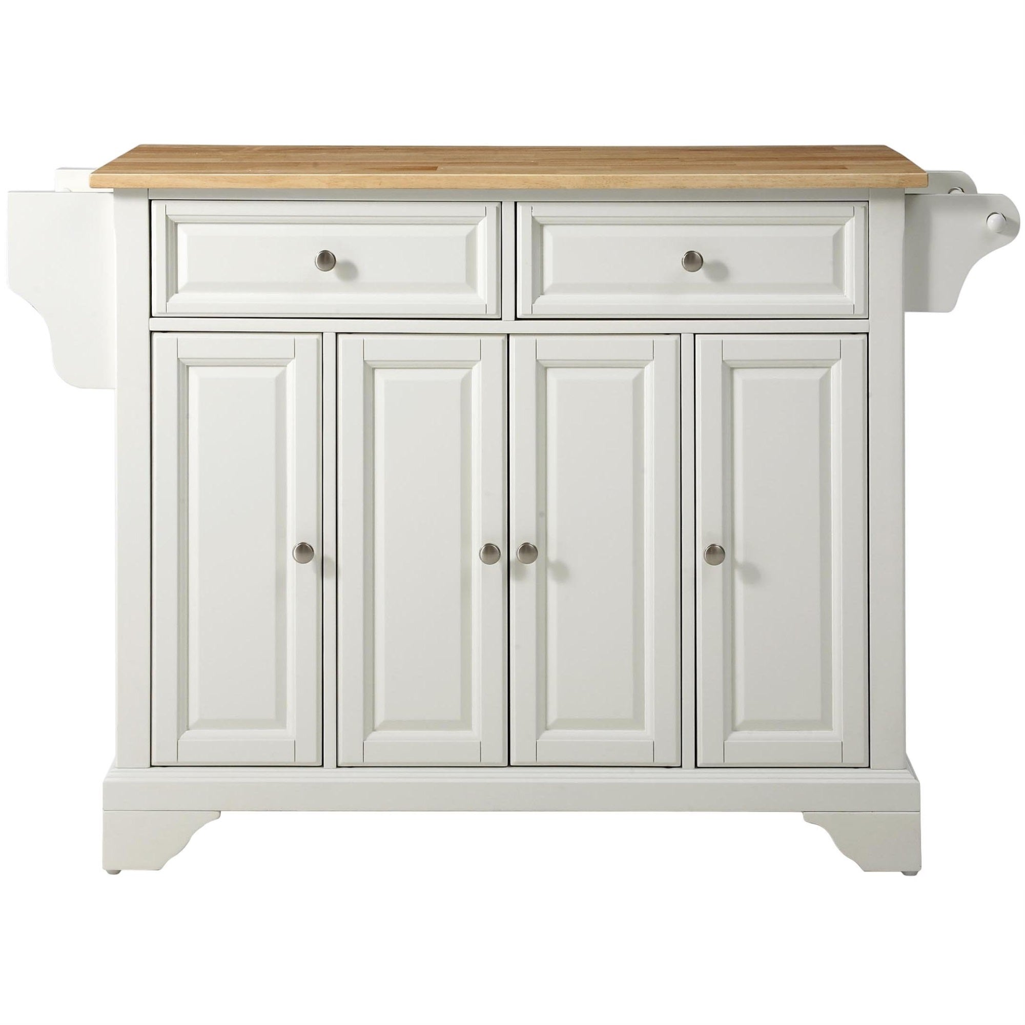 Casafoyer Furniture Lafayette Wood Top Rolling Kitchen Island Storage Cart, Microwave Stand, Spice Rack, White