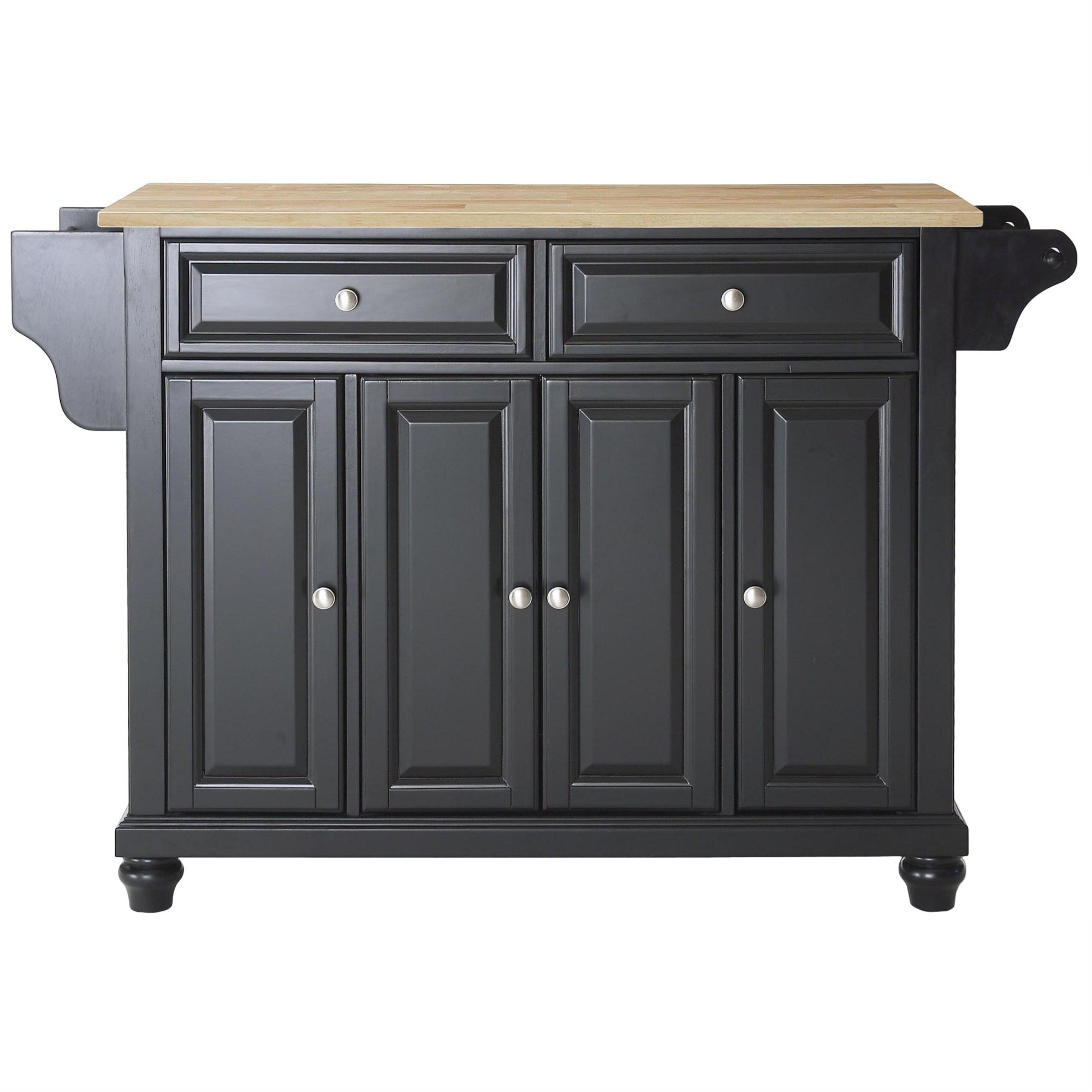 Casafoyer Furniture Cambridge Wood Top Rolling Kitchen Island Storage Cart, Microwave Stand, Spice Rack, Black