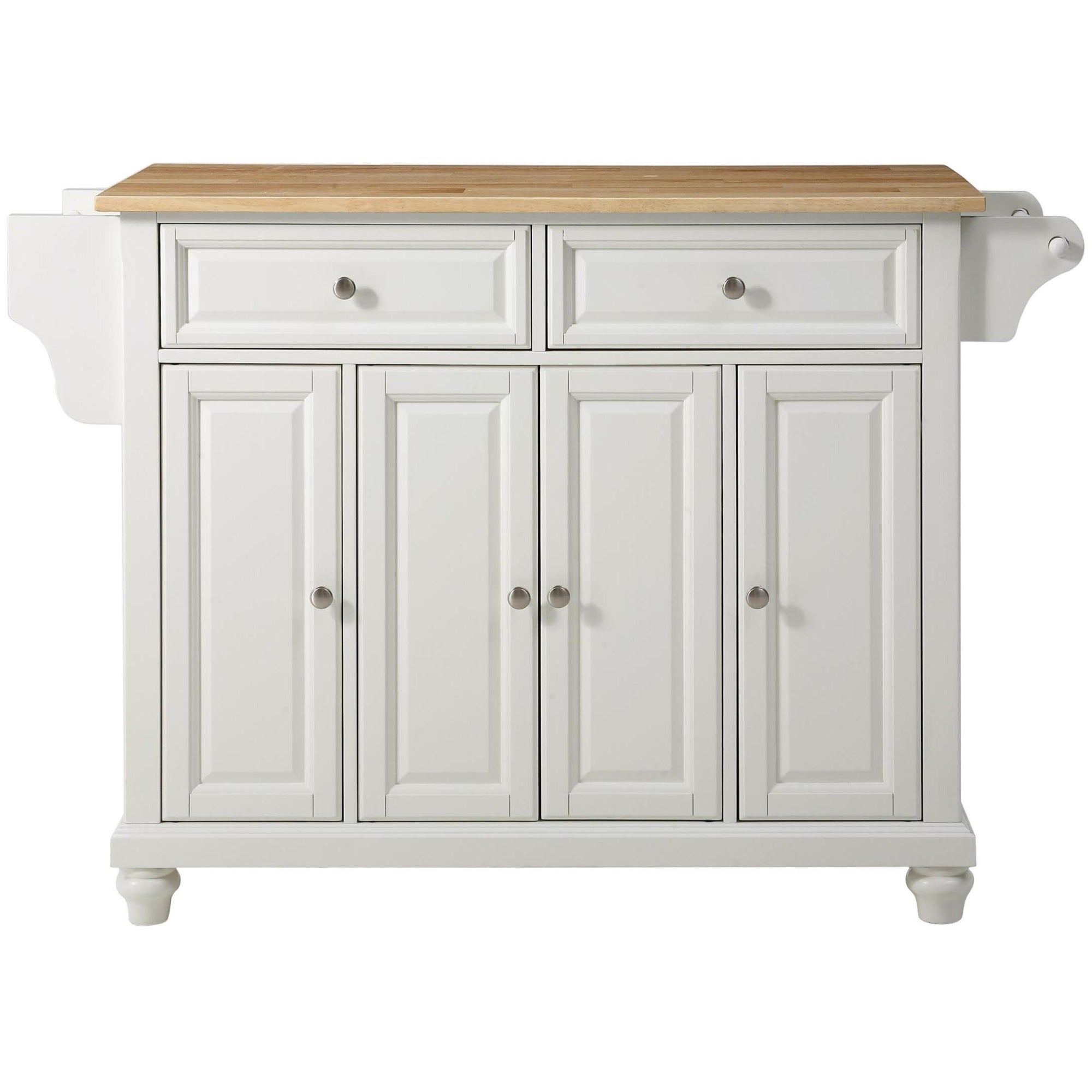 Casafoyer Furniture Cambridge Wood Top Rolling Kitchen Island Storage Cart, Microwave Stand, Spice Rack, White