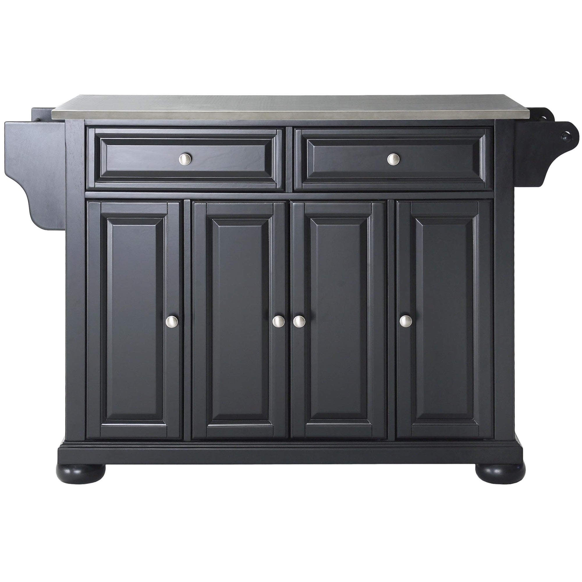 Casafoyer Furniture Alexandria Stainless Steel Top Rolling Kitchen Island Storage Cart, Spice Rack, Black