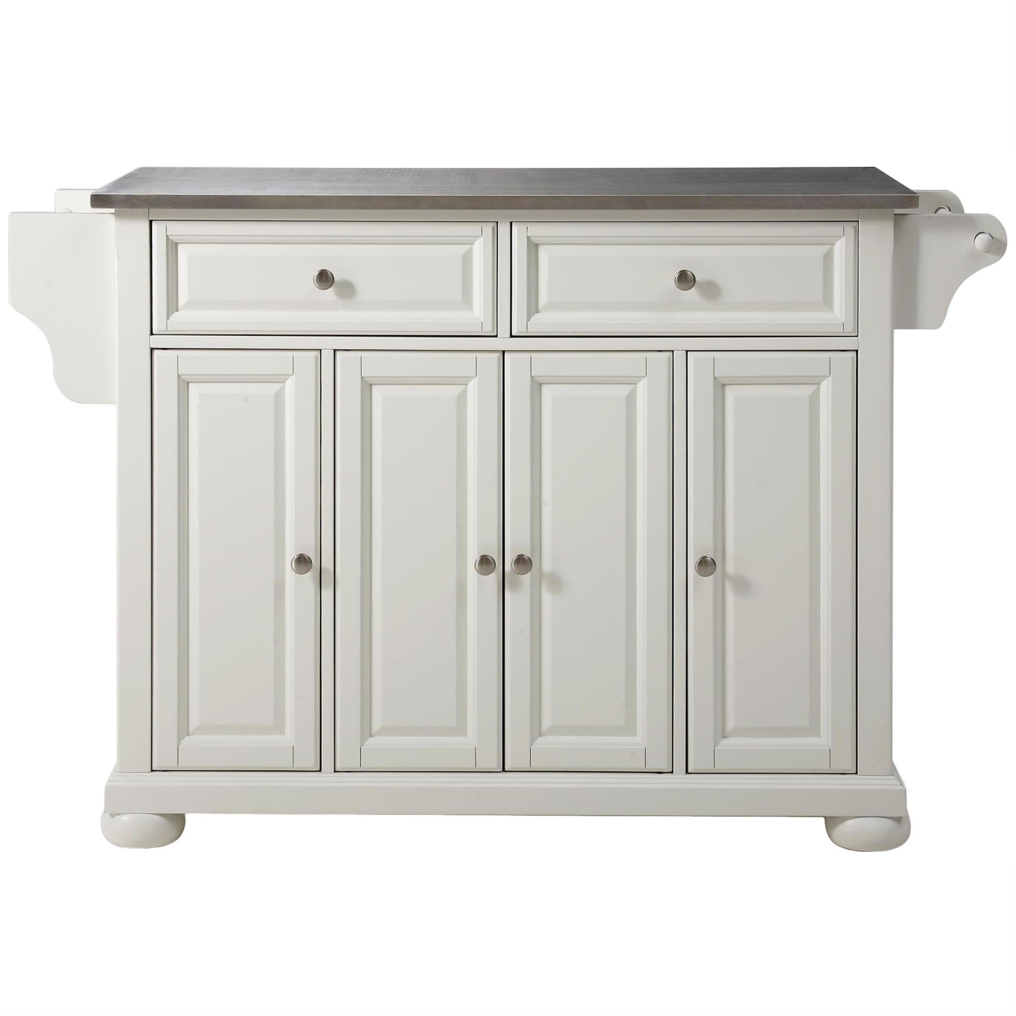 Casafoyer Furniture Alexandria Stainless Steel Top Rolling Kitchen Island Storage Cart, Spice Rack, White