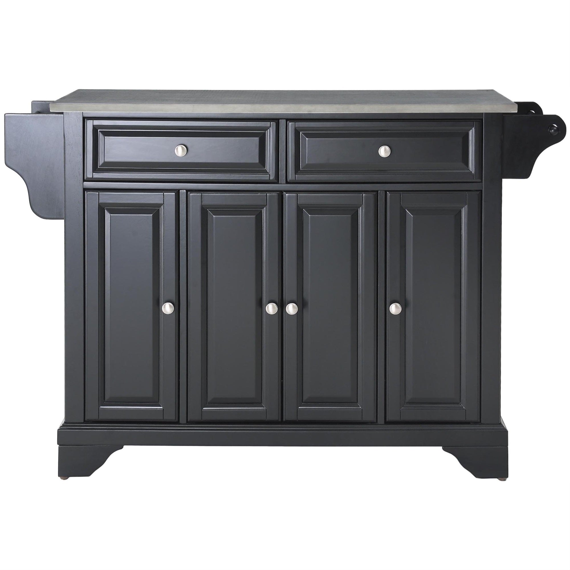 Casafoyer Furniture Lafayette Stainless Steel Top Rolling Kitchen Island Storage Cart, Spice Rack, Black