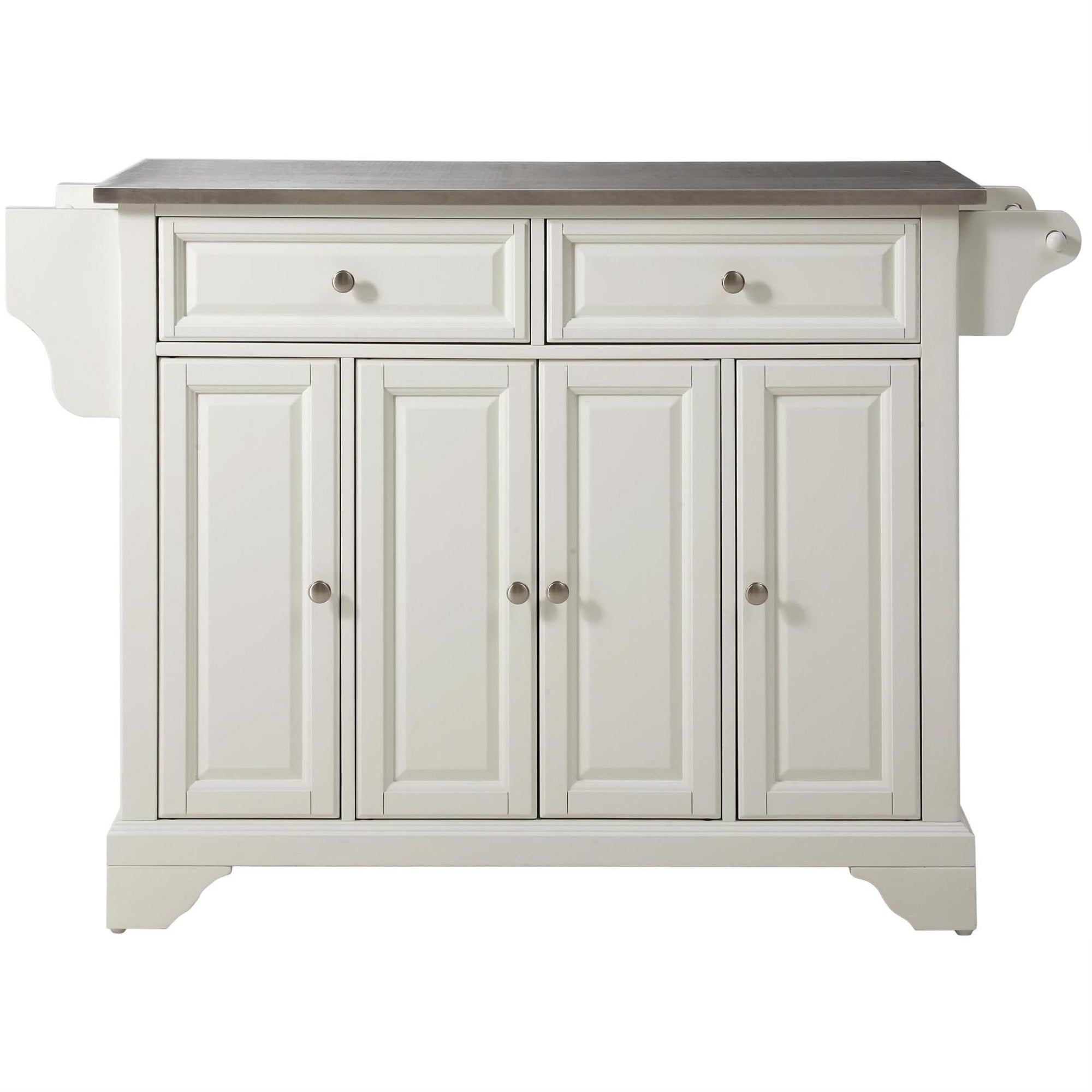 Casafoyer Furniture Lafayette Stainless Steel Top Rolling Kitchen Island Storage Cart, Spice Rack, White