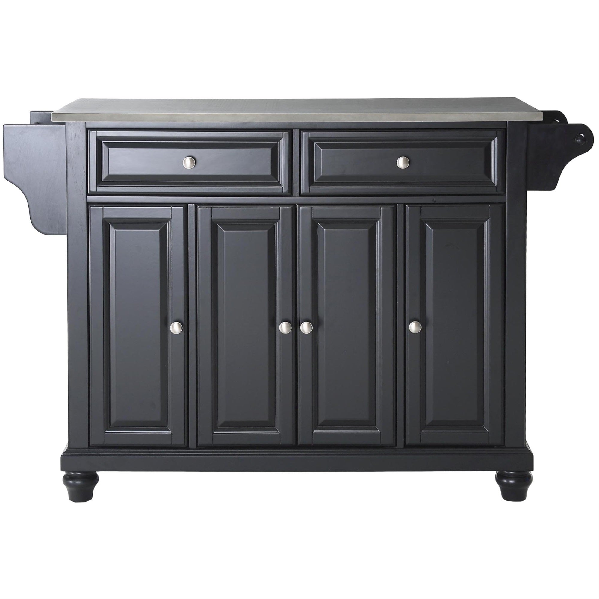 Casafoyer Furniture Cambridge Stainless Steel Top Rolling Kitchen Island Storage Cart, Spice Rack, Black