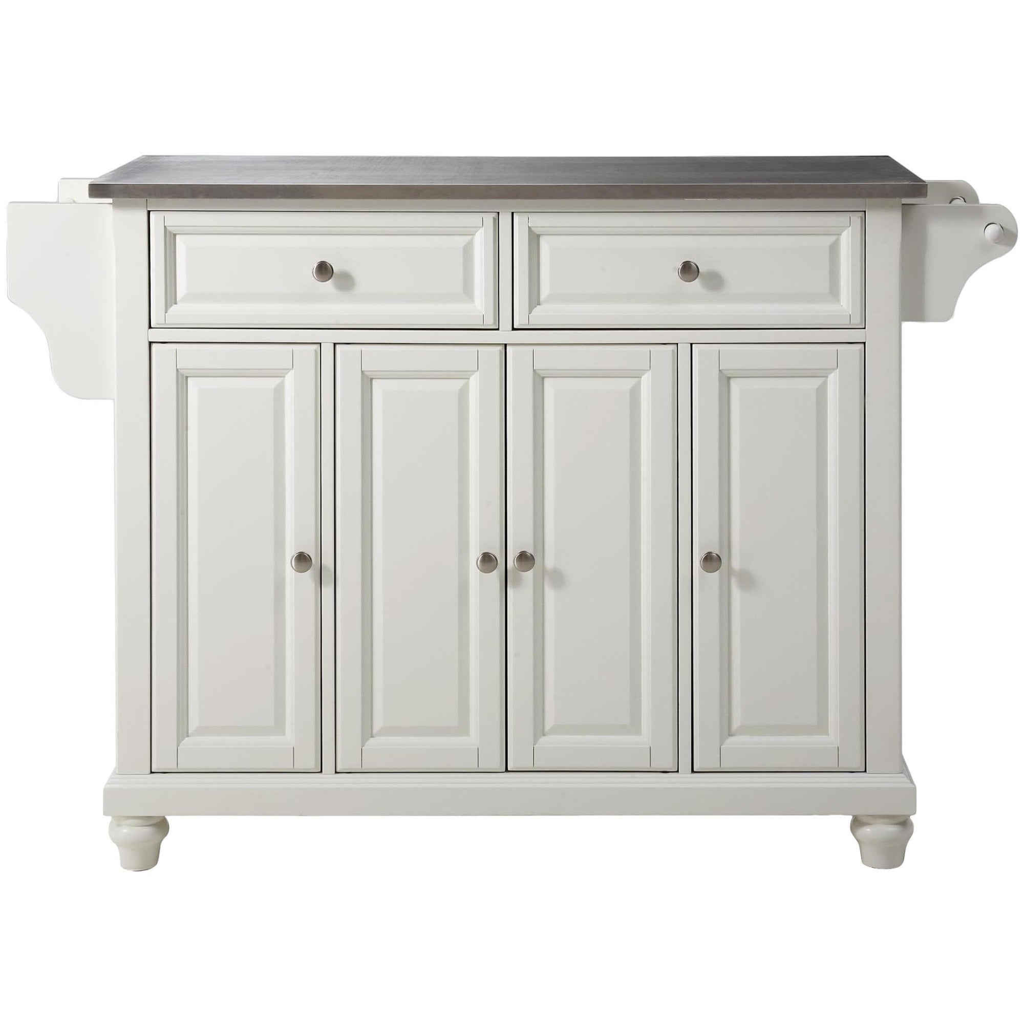 Casafoyer Furniture Cambridge Stainless Steel Top Rolling Kitchen Island Storage Cart, Spice Rack, White