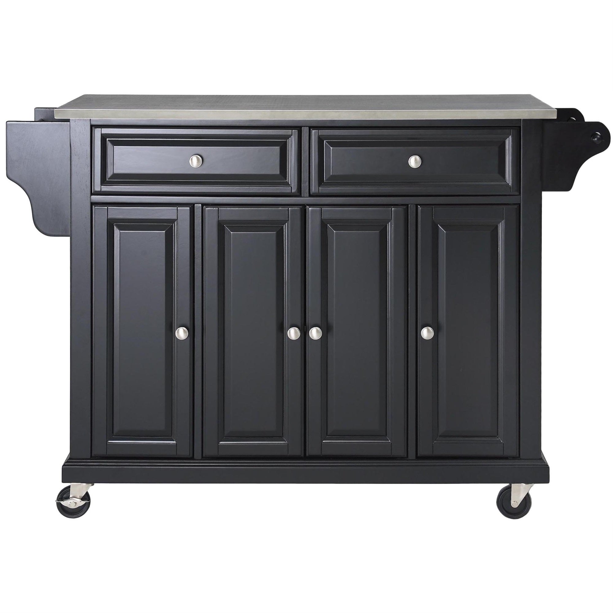 Casafoyer Furniture Full Size Stainless Steel Rolling Kitchen Island Storage Cart, Microwave Stand, Spice Rack, Black
