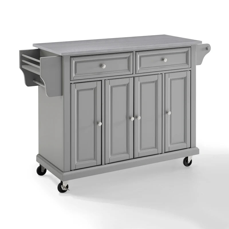 Stylish And Practical Full-Size Kitchen Cart With Ample Storage Space And Stainless Steel Countertop - 105.5'H X 51.5'W X 18'D - 185 Lbs'