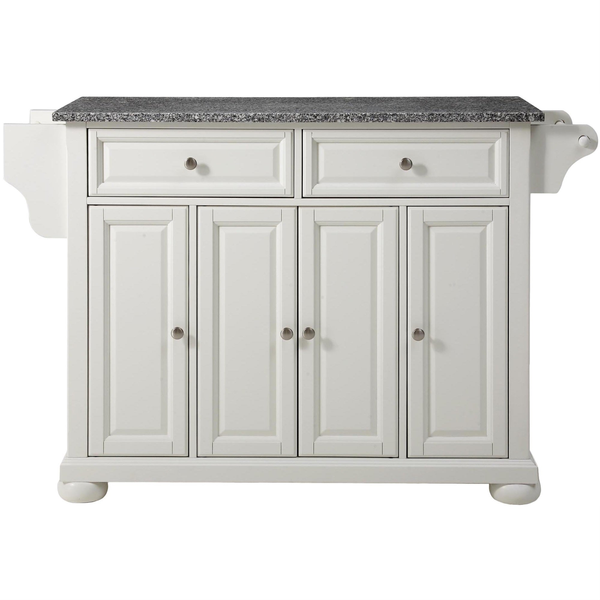 Casafoyer Furniture Alexandria Granite Top Rolling Kitchen Island Storage Cart, Microwave Stand, Spice Rack, White