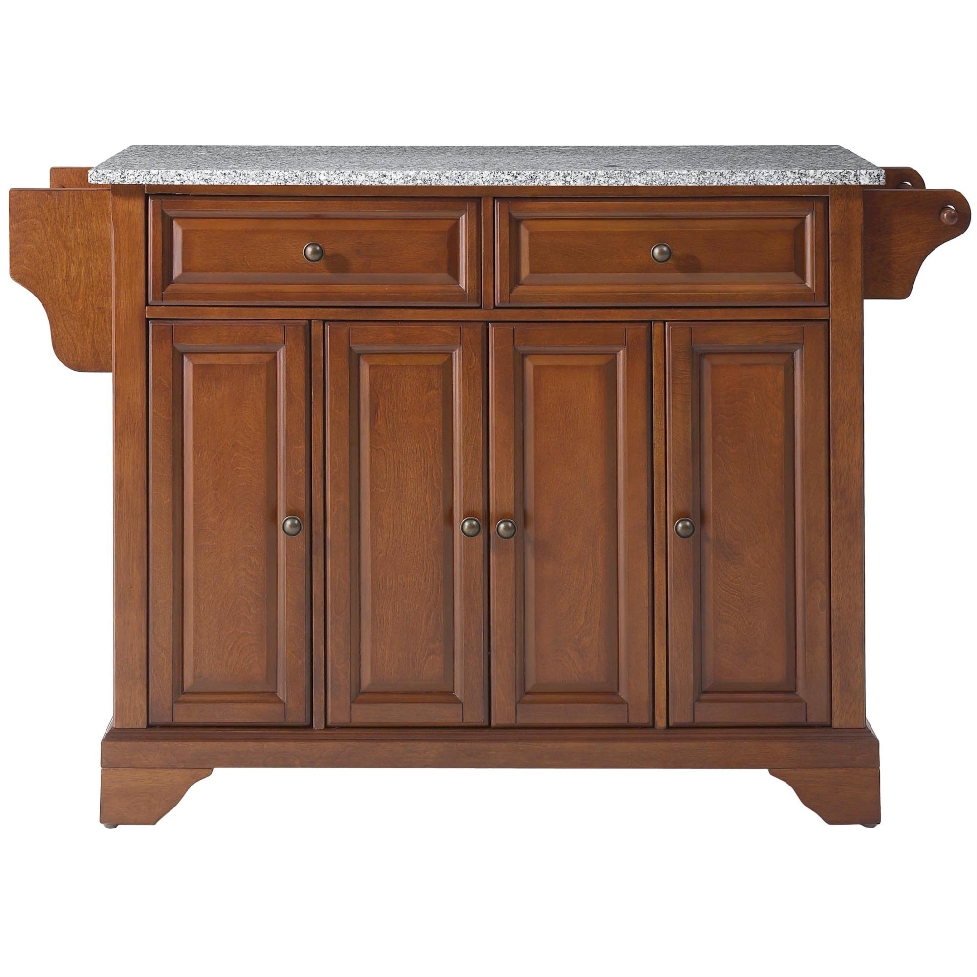 Casafoyer Furniture LaFayette Granite Top Rolling Kitchen Island Storage Cart, Microwave Stand, Spice Rack, Cherry
