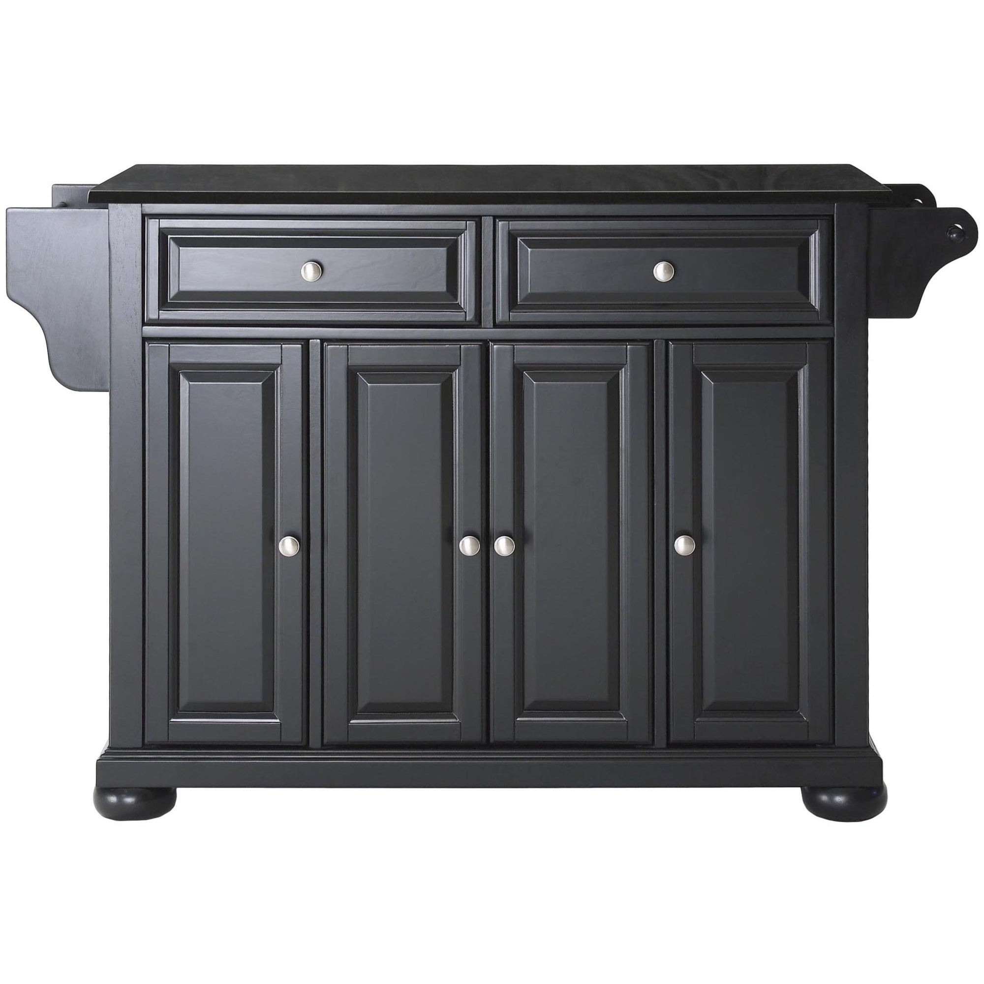 Casafoyer Furniture Alexandria Granite Top Rolling Kitchen Island Storage Cart, Microwave Stand, Spice Rack, Black