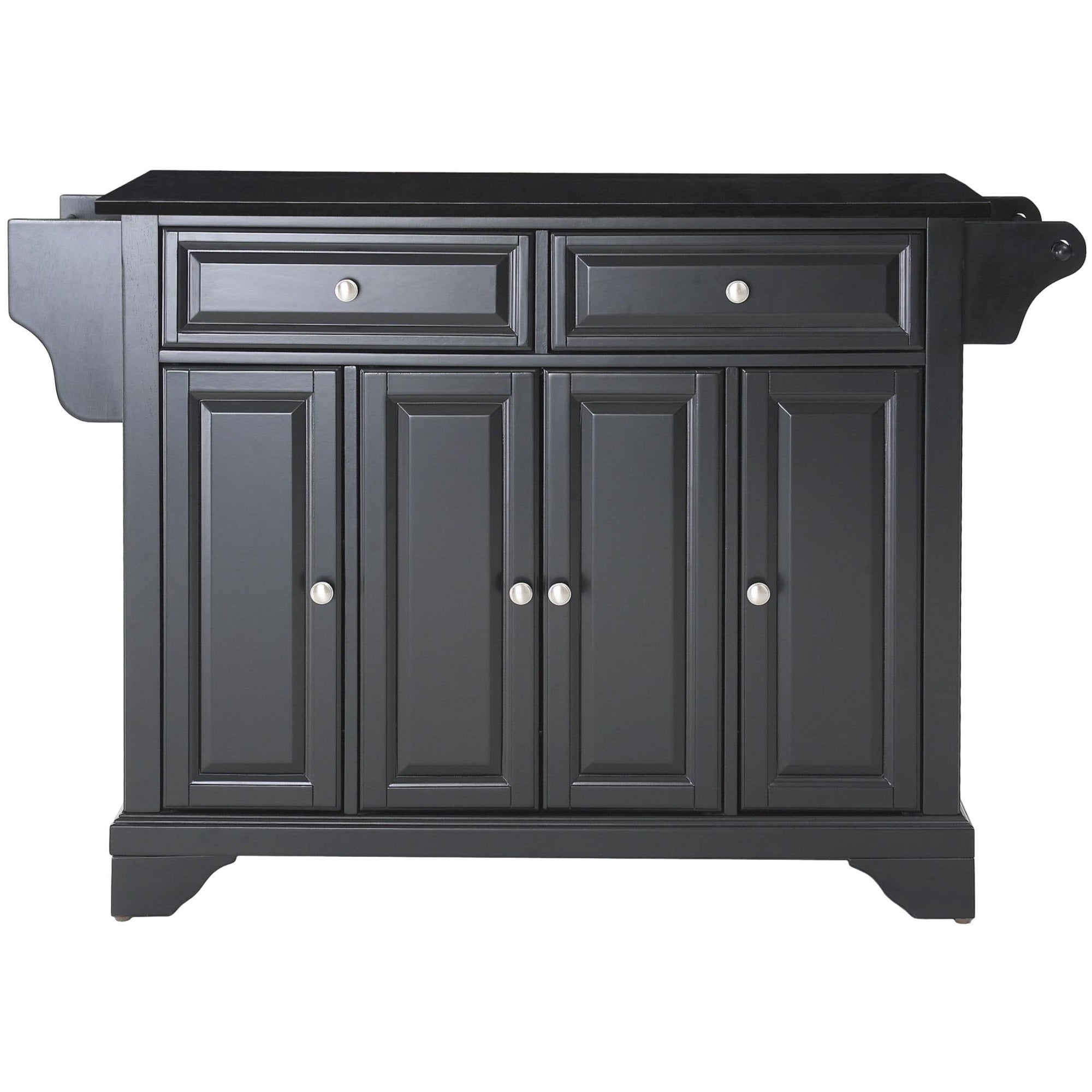 Casafoyer Furniture Lafayette Granite Top Rolling Kitchen Island Storage Cart, Microwave Stand, Spice Rack, Black