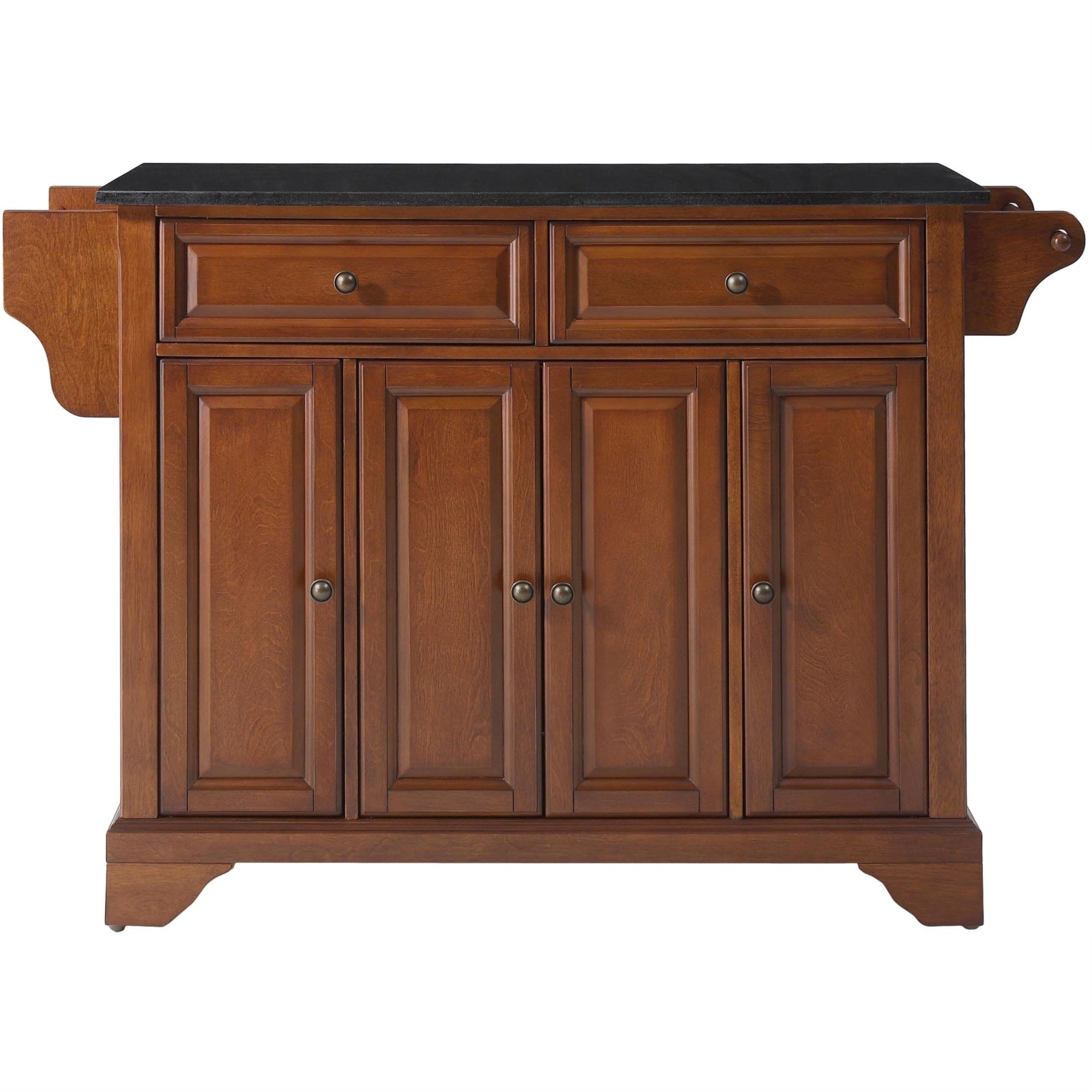 Casafoyer Furniture Lafayette Granite Top Rolling Kitchen Island Storage Cart, Microwave Stand, Spice Rack, Cherry