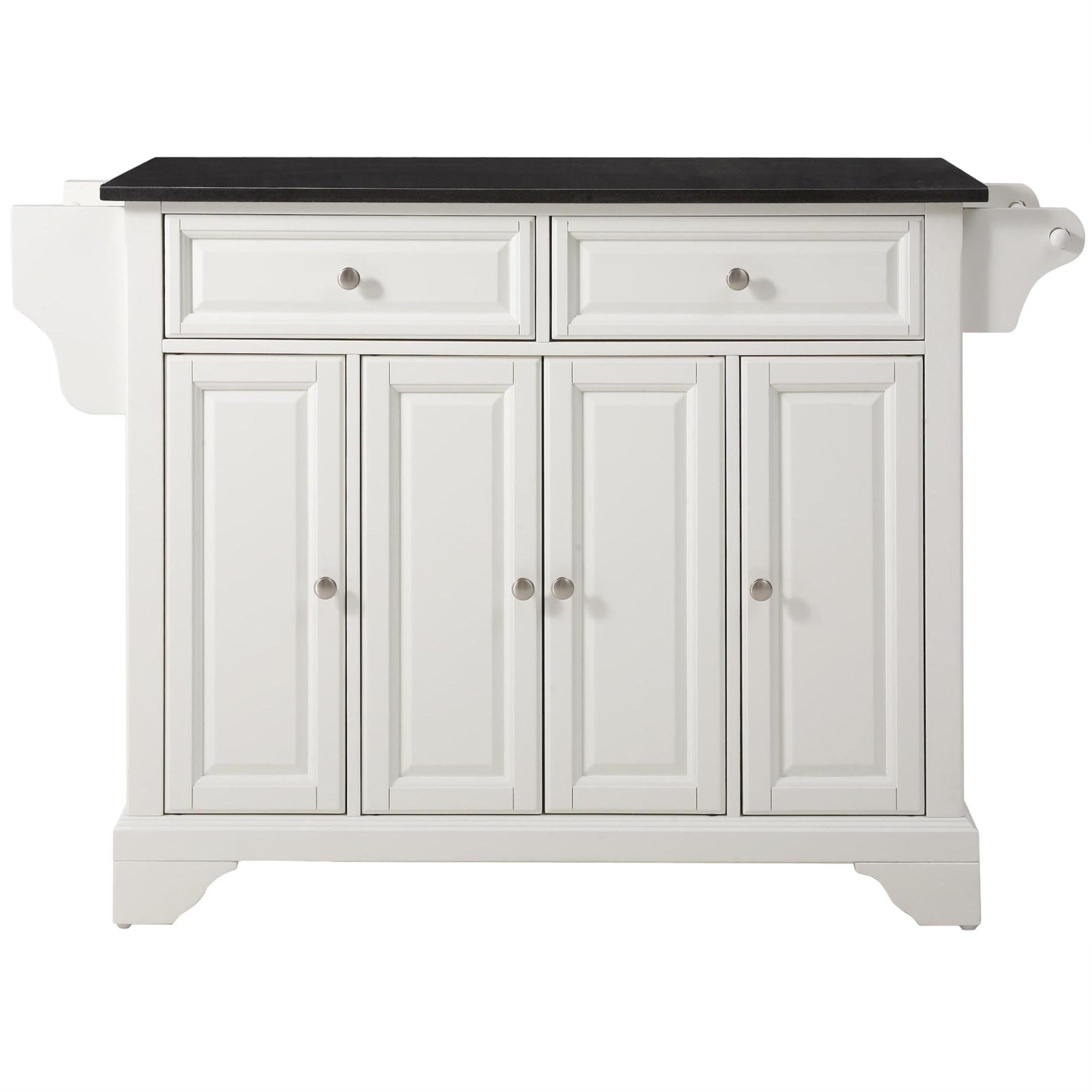 Casafoyer Furniture Lafayette Granite Top Rolling Kitchen Island Storage Cart, Microwave Stand, Spice Rack, White