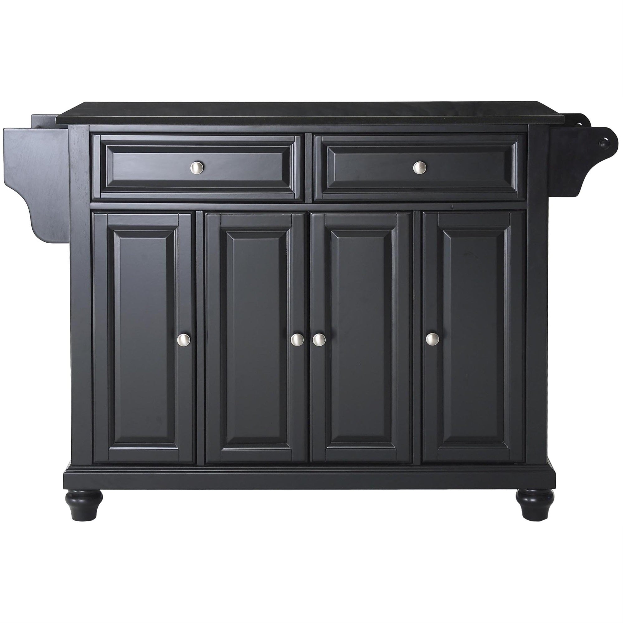 Casafoyer Furniture Cambridge Granite Top Rolling Kitchen Island Storage Cart, Microwave Stand, Spice Rack, Black