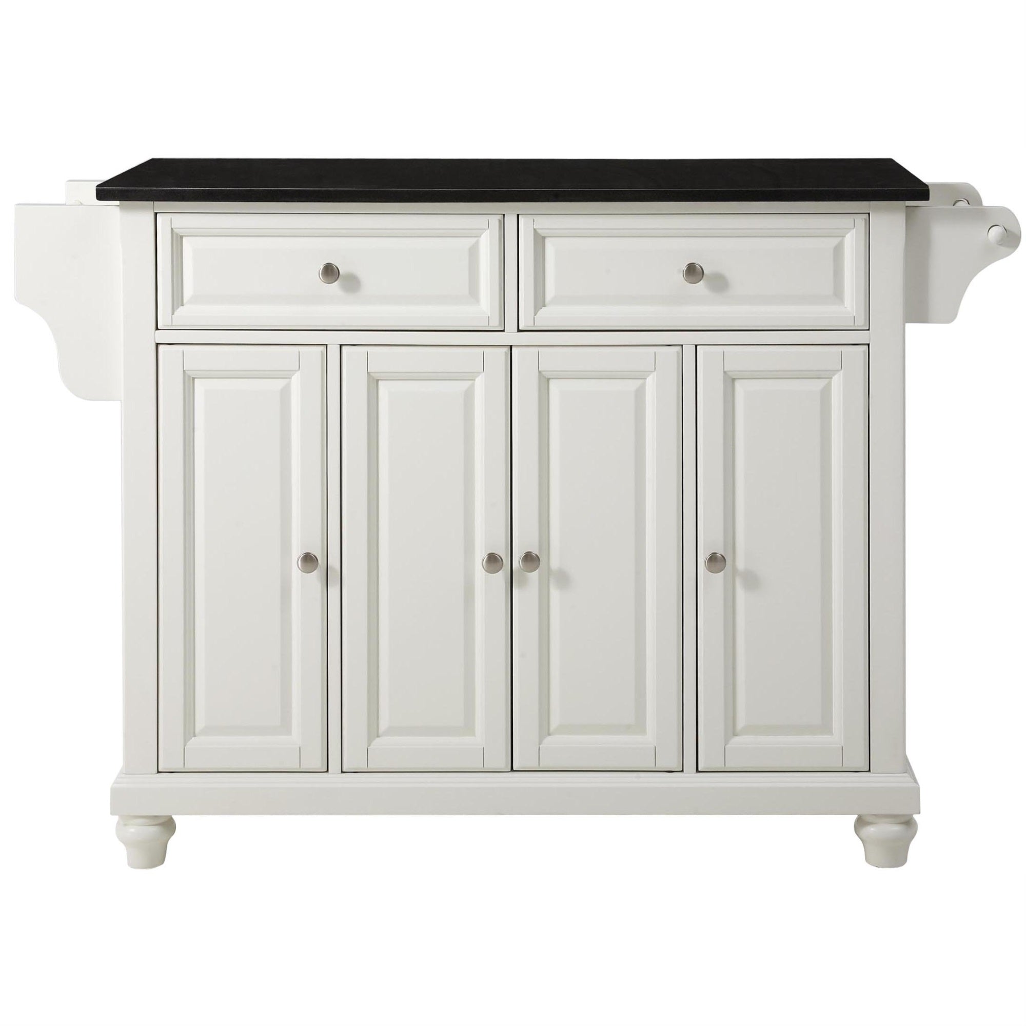 Casafoyer Furniture Cambridge Granite Top Rolling Kitchen Island Storage Cart, Microwave Stand, Spice Rack, White