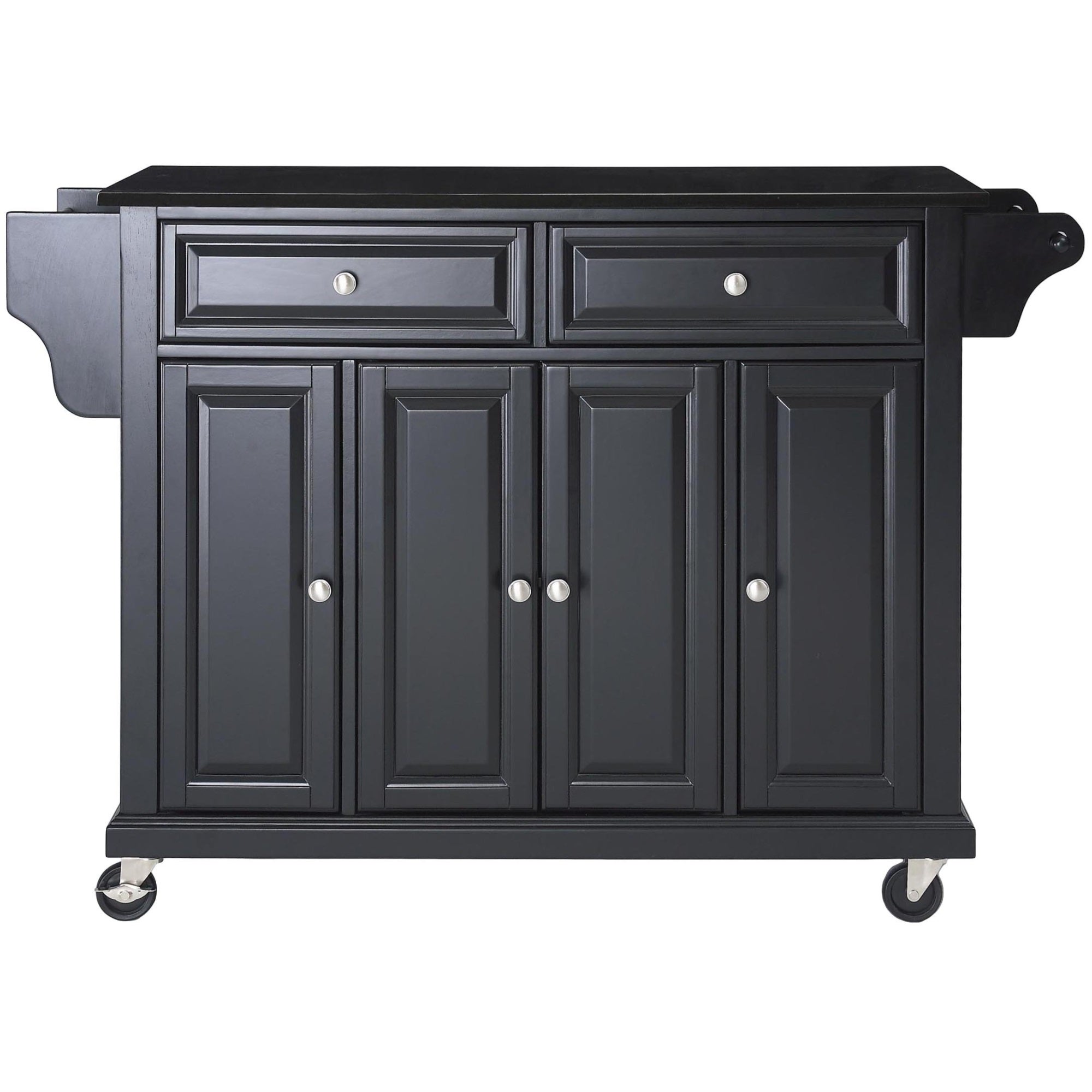 Casafoyer Furniture Full Size Granite Top Rolling Kitchen Island Storage Cart, Microwave Stand, Spice Rack, Black