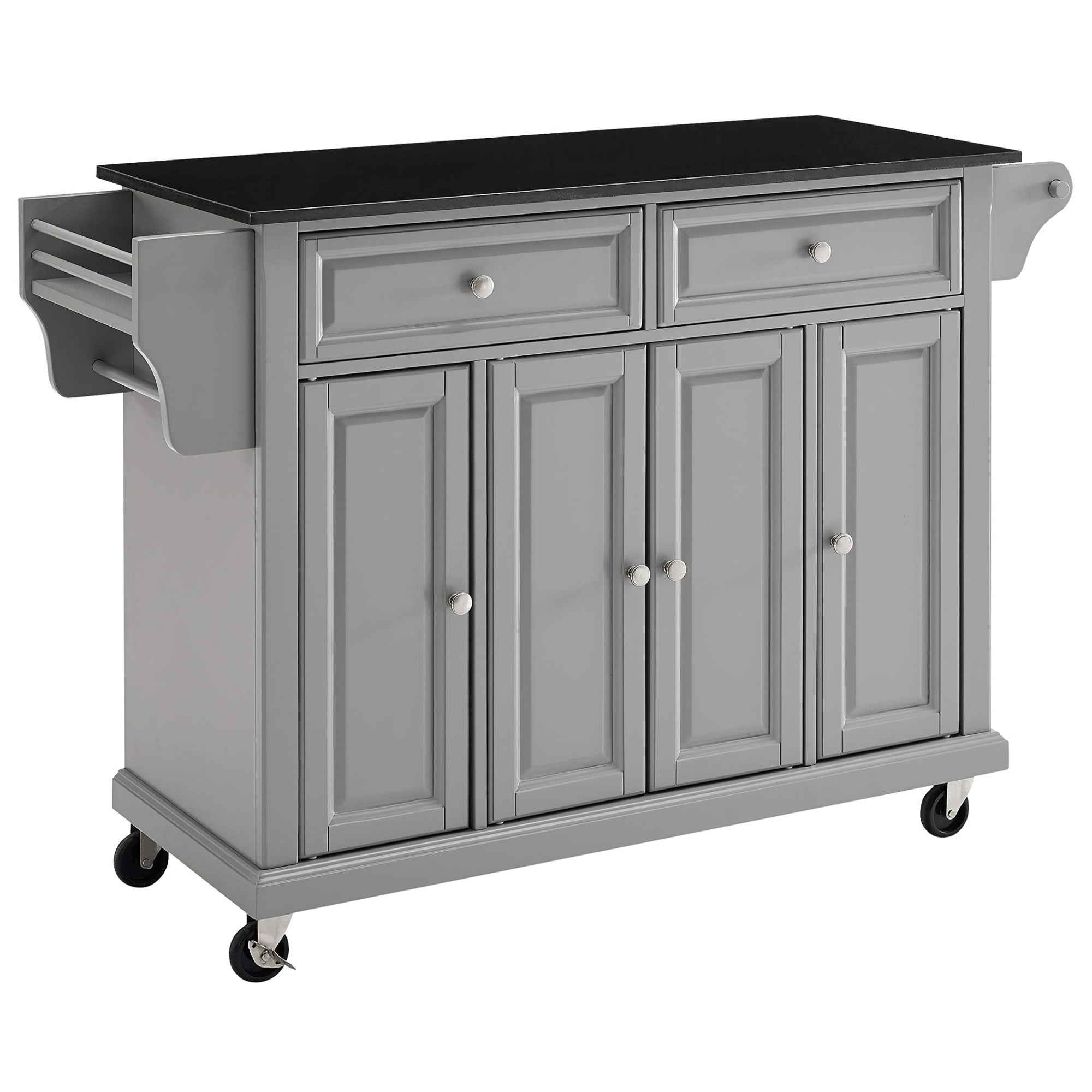 Casafoyer Furniture Full Size Granite Top Rolling Kitchen Island Storage Cart, Microwave Stand, Spice Rack, Gray