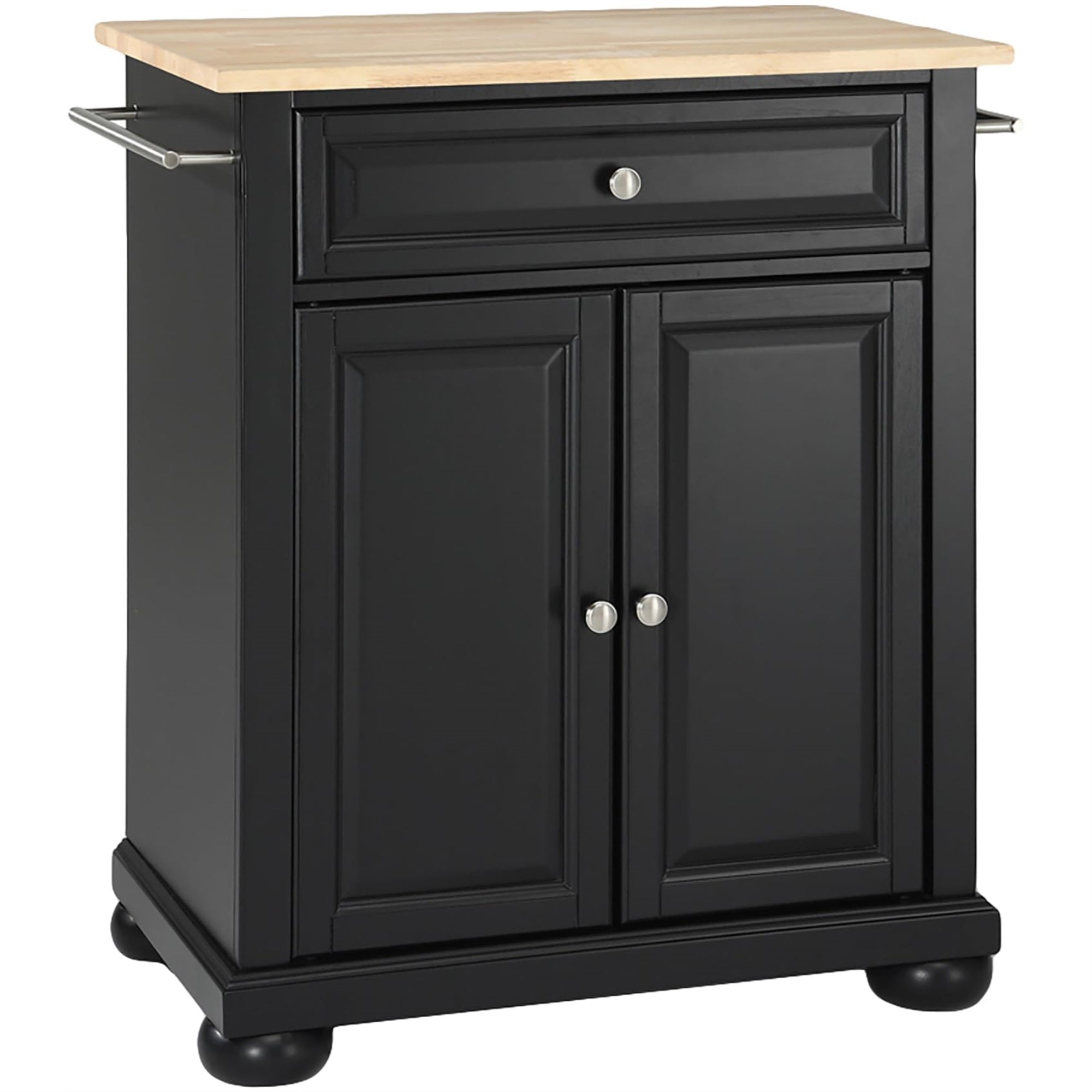 Casafoyer Furniture Alexandria Wood Top Small Portable Rolling Kitchen Island Storage Cart, Microwave Stand, Mahogany