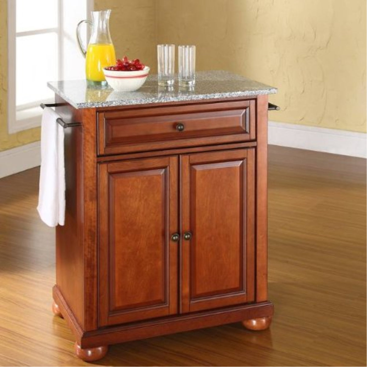 Casafoyer Solid Granite Top Portable Kitchen Island In Classic Cherry - Casafoyer-Kf30023Ach