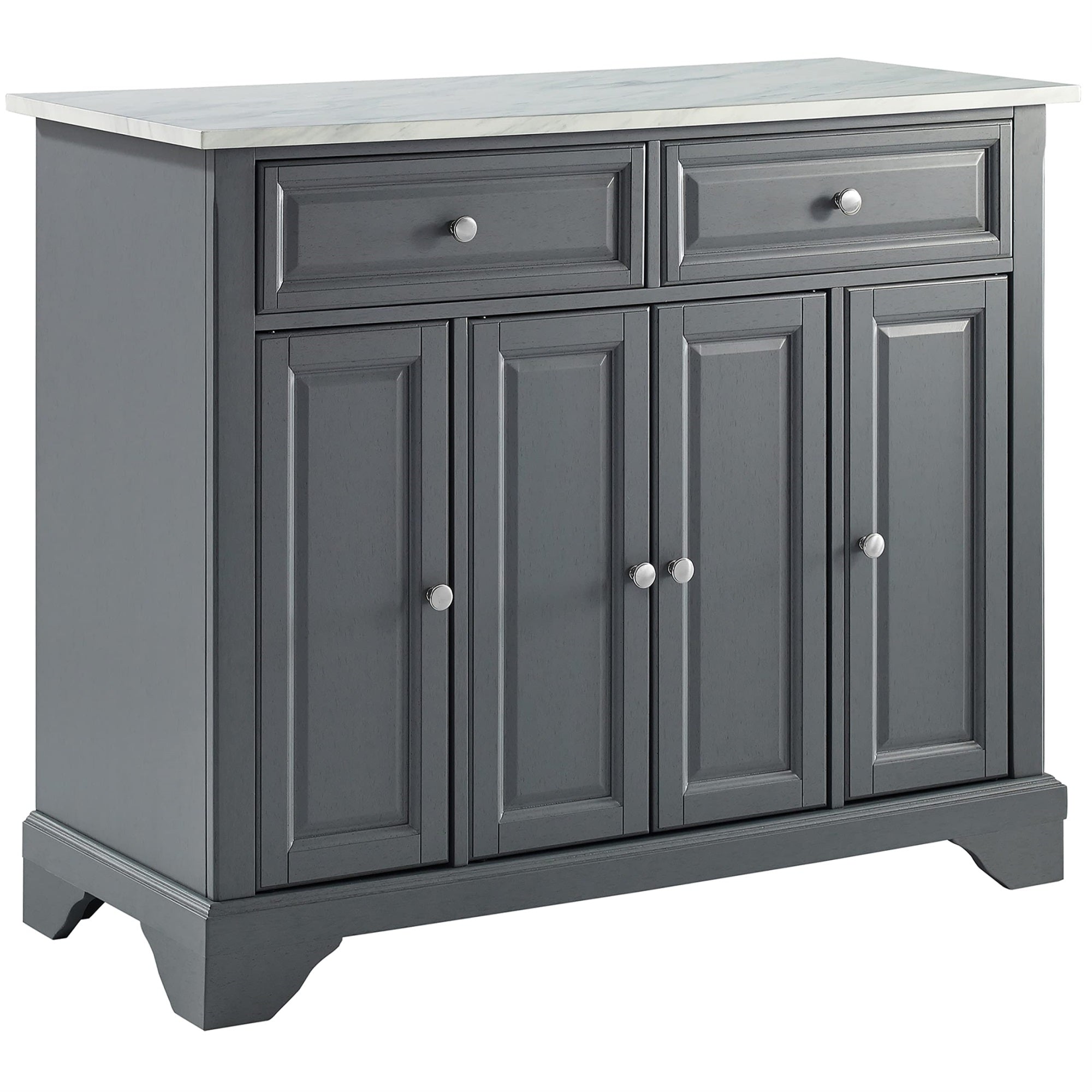 Casafoyer Furniture Avery Kitchen Island With Paper Marble Top, Gray